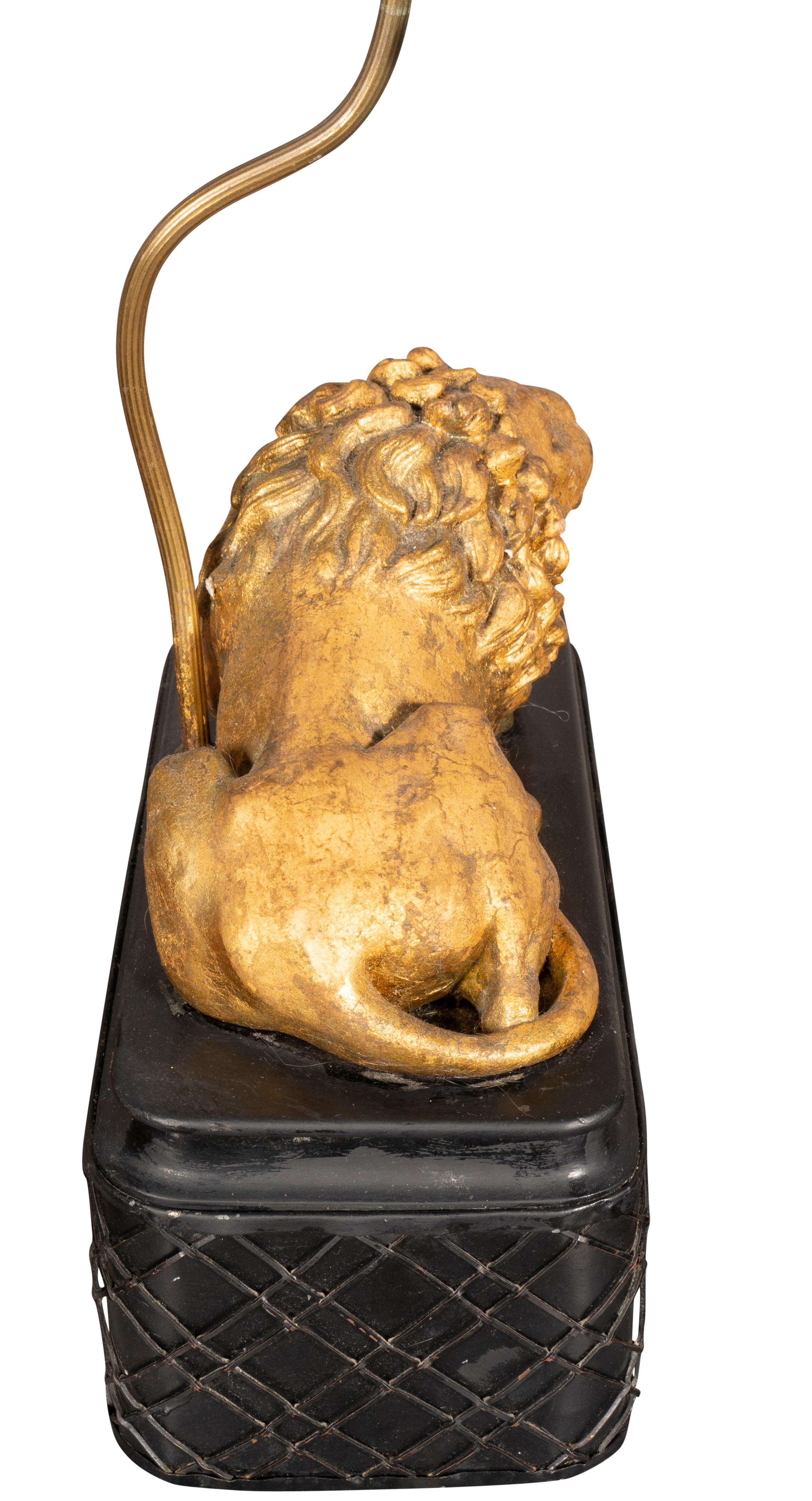 Pair of Carved Giltwood Lion Table Lamps 13