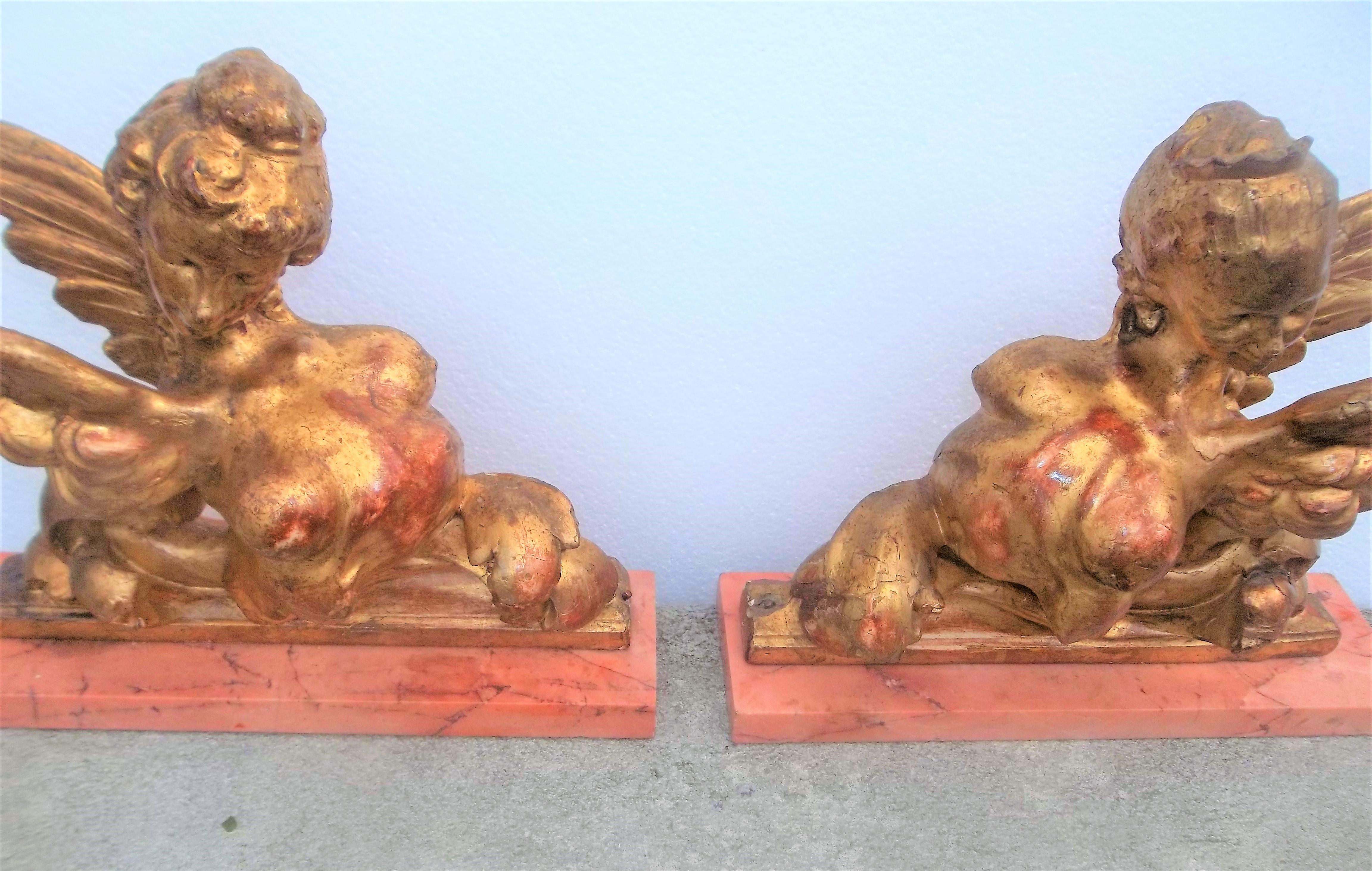 Louis XVI Pair of Carved Giltwood Sphinx Form in Neoclassical Caricature