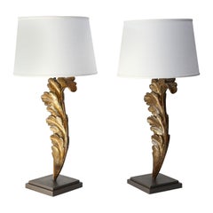 Pair of Carved Giltwood Table Lamps