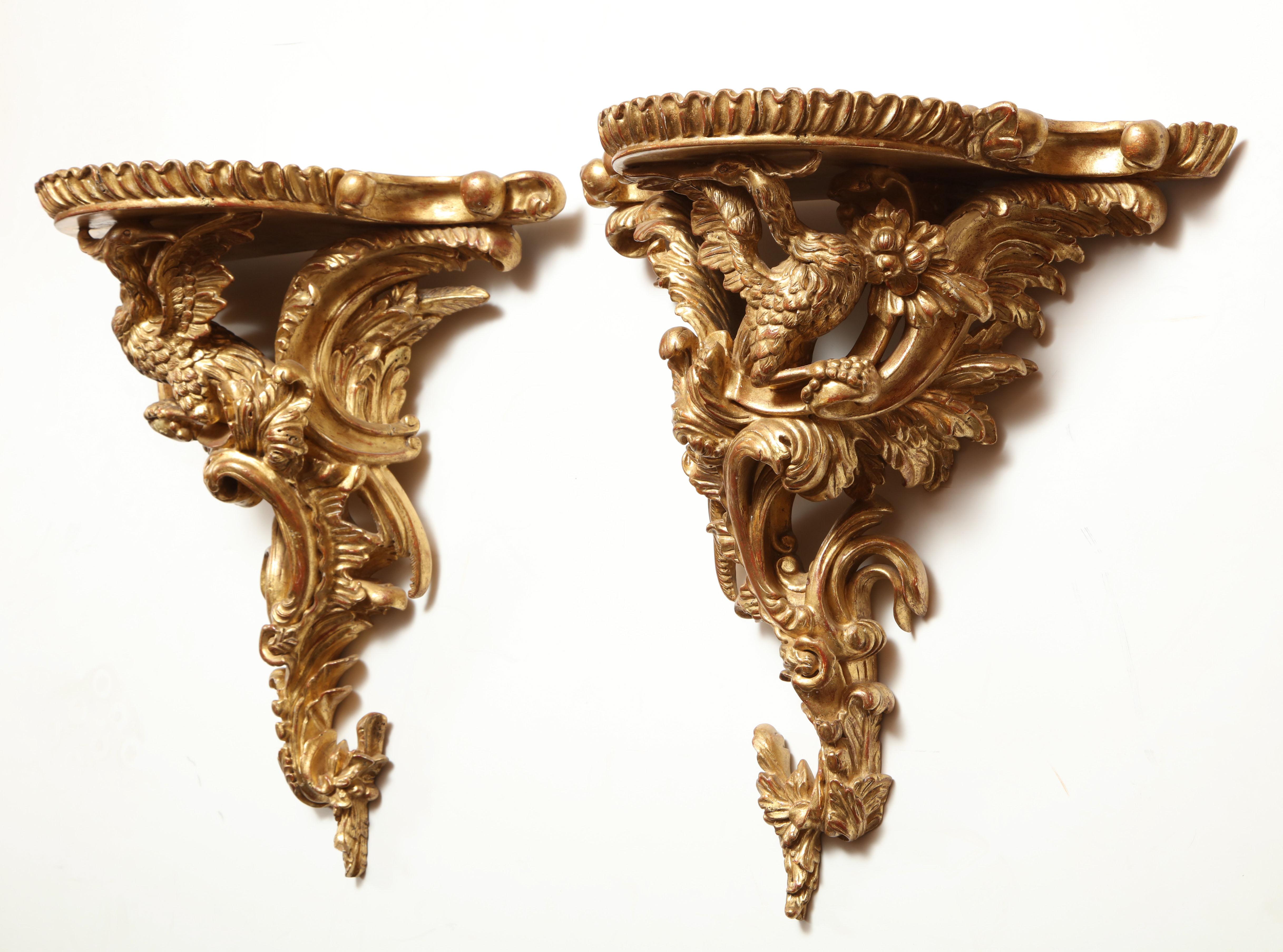 Pair of Carved Giltwood Wall Brackets 2