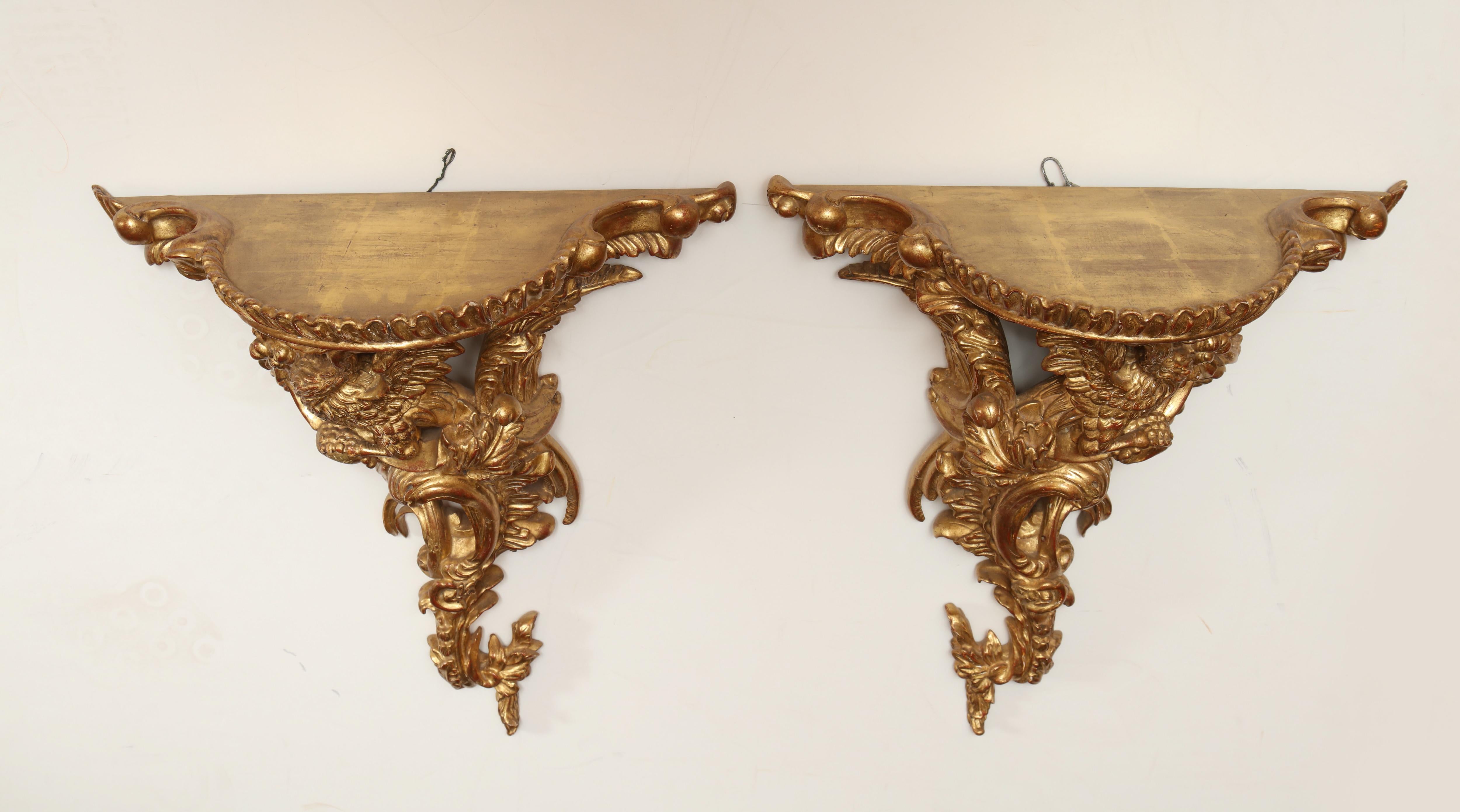 Pair of Carved Giltwood Wall Brackets 3