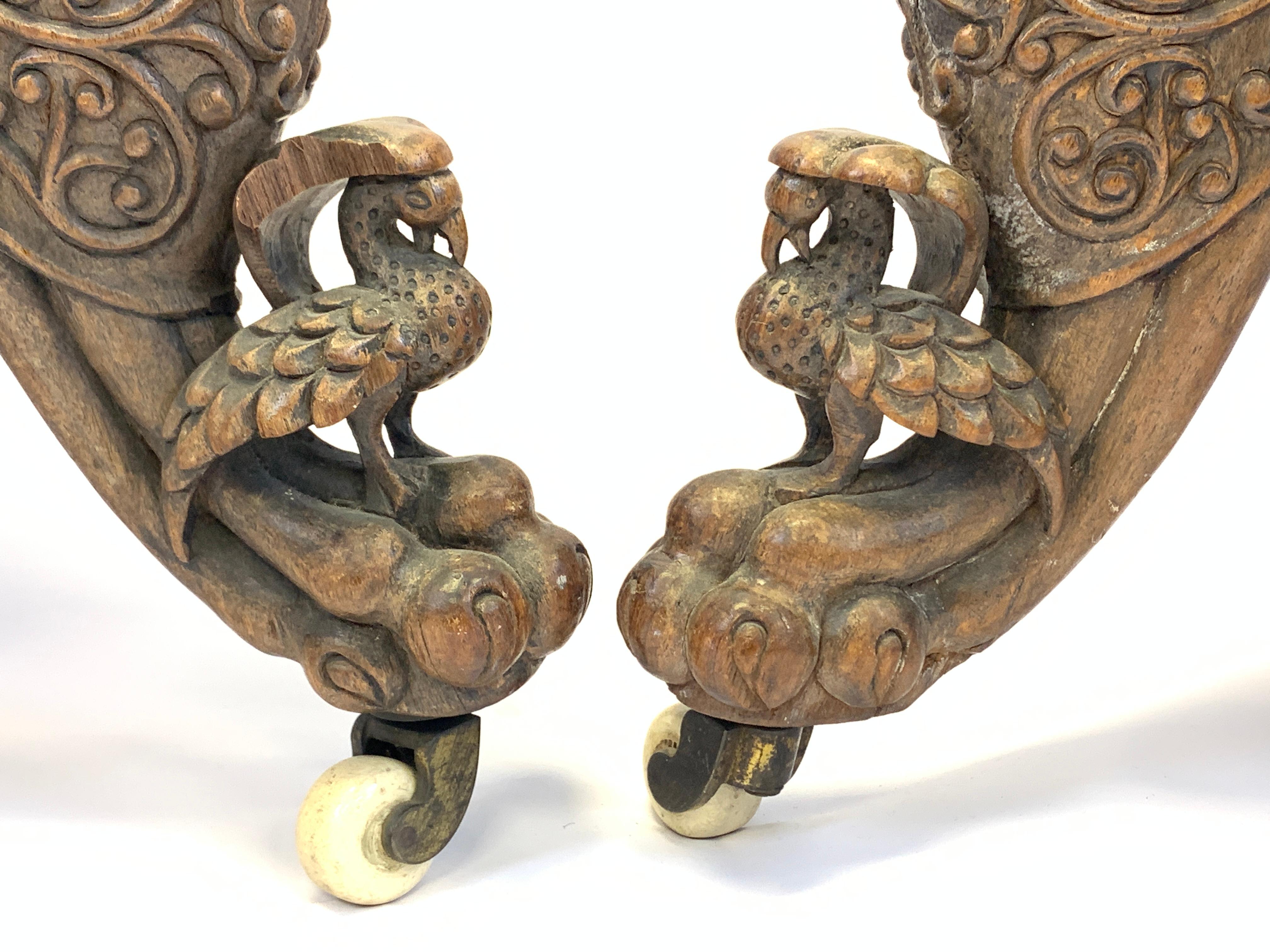 Pair of Carved Hardwood Anglo Indian Arm Chairs from the Bombay Presidency 4
