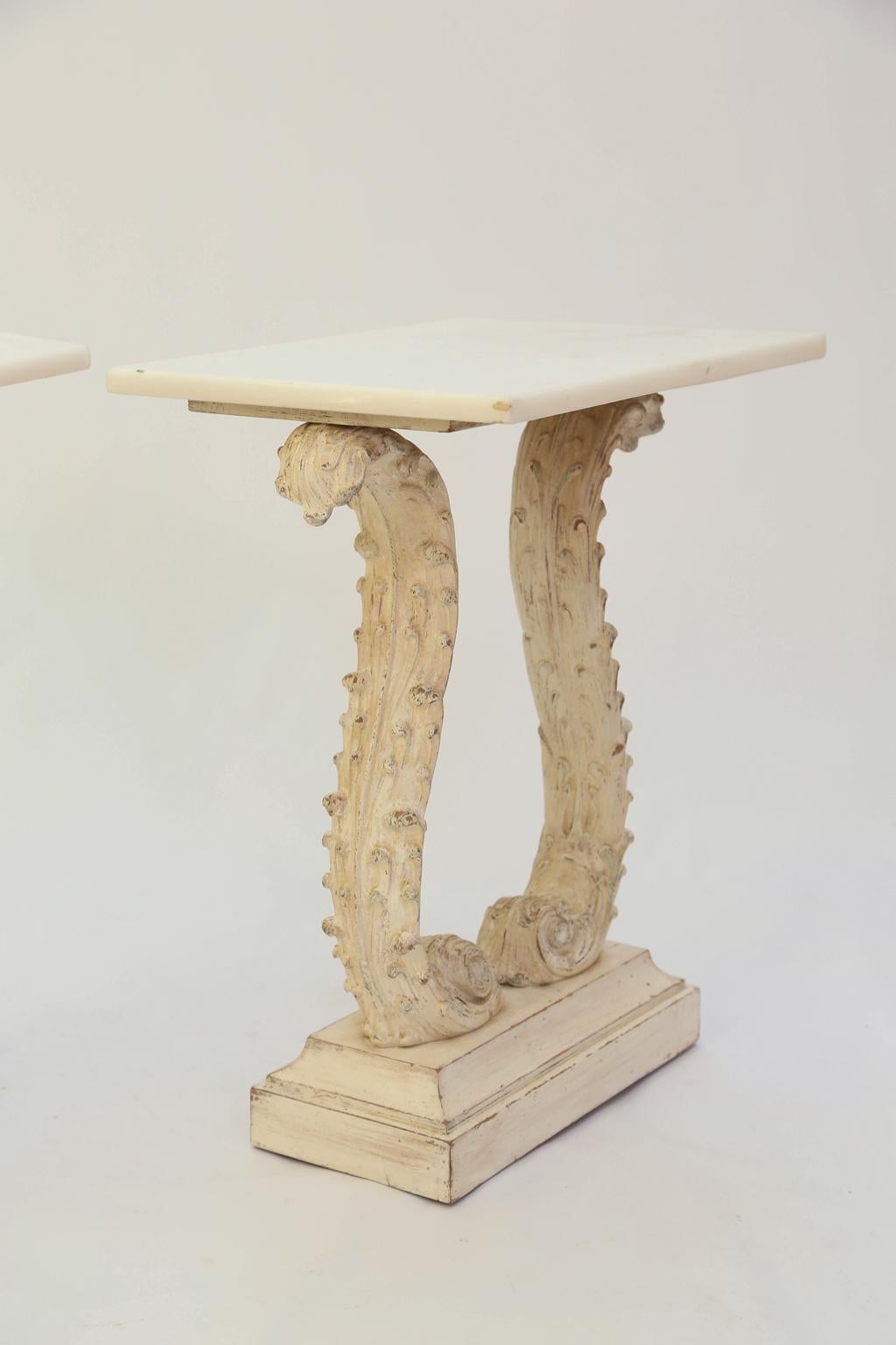 Mid-20th Century Pair of Carved Italian End Tables