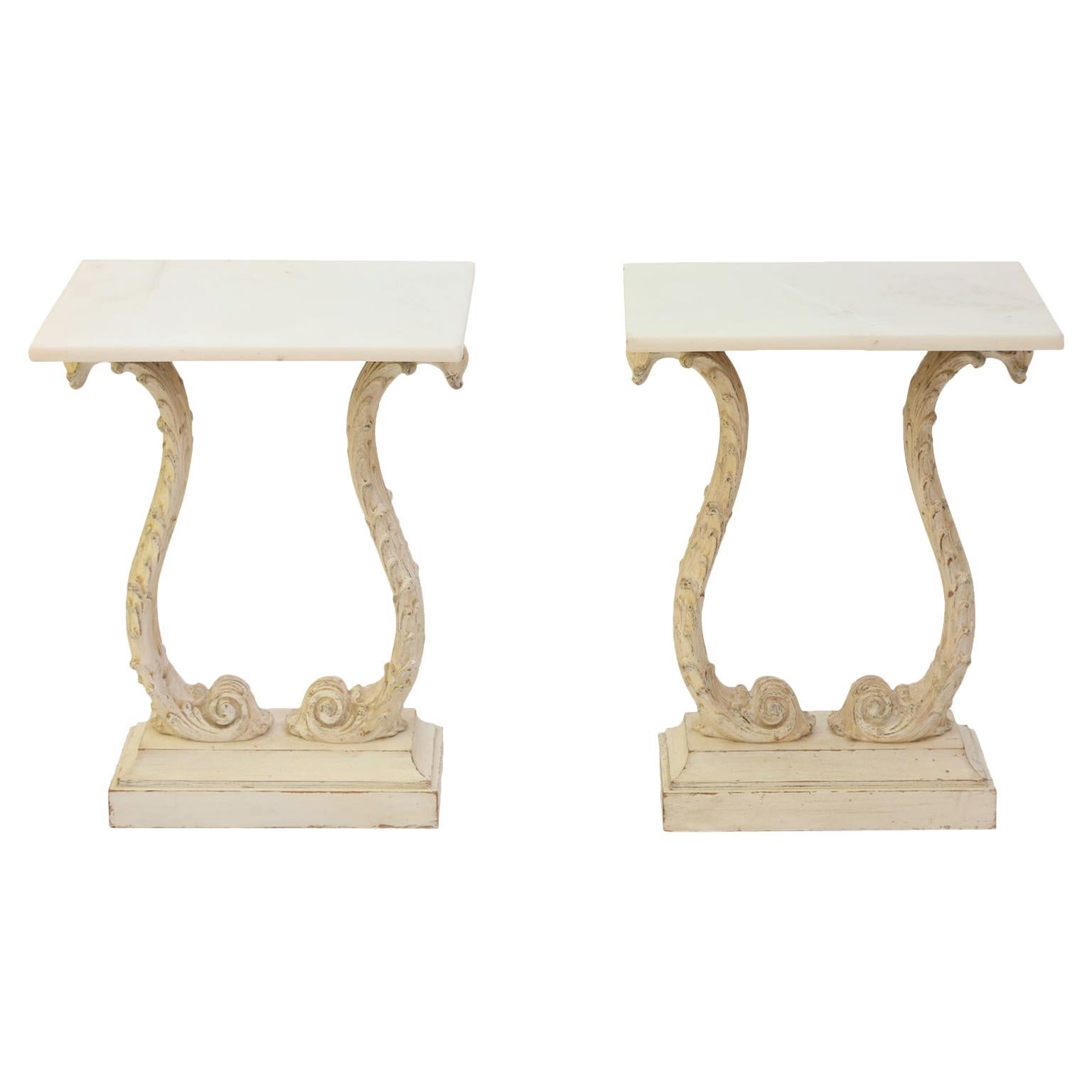 Pair of Carved Italian End Tables
