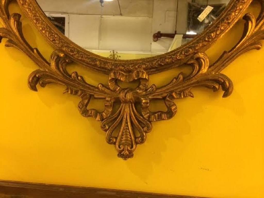 Pair of Carved Italian Gilt Decorated Carved Eagle Frame Wall Console Mirrors For Sale 6