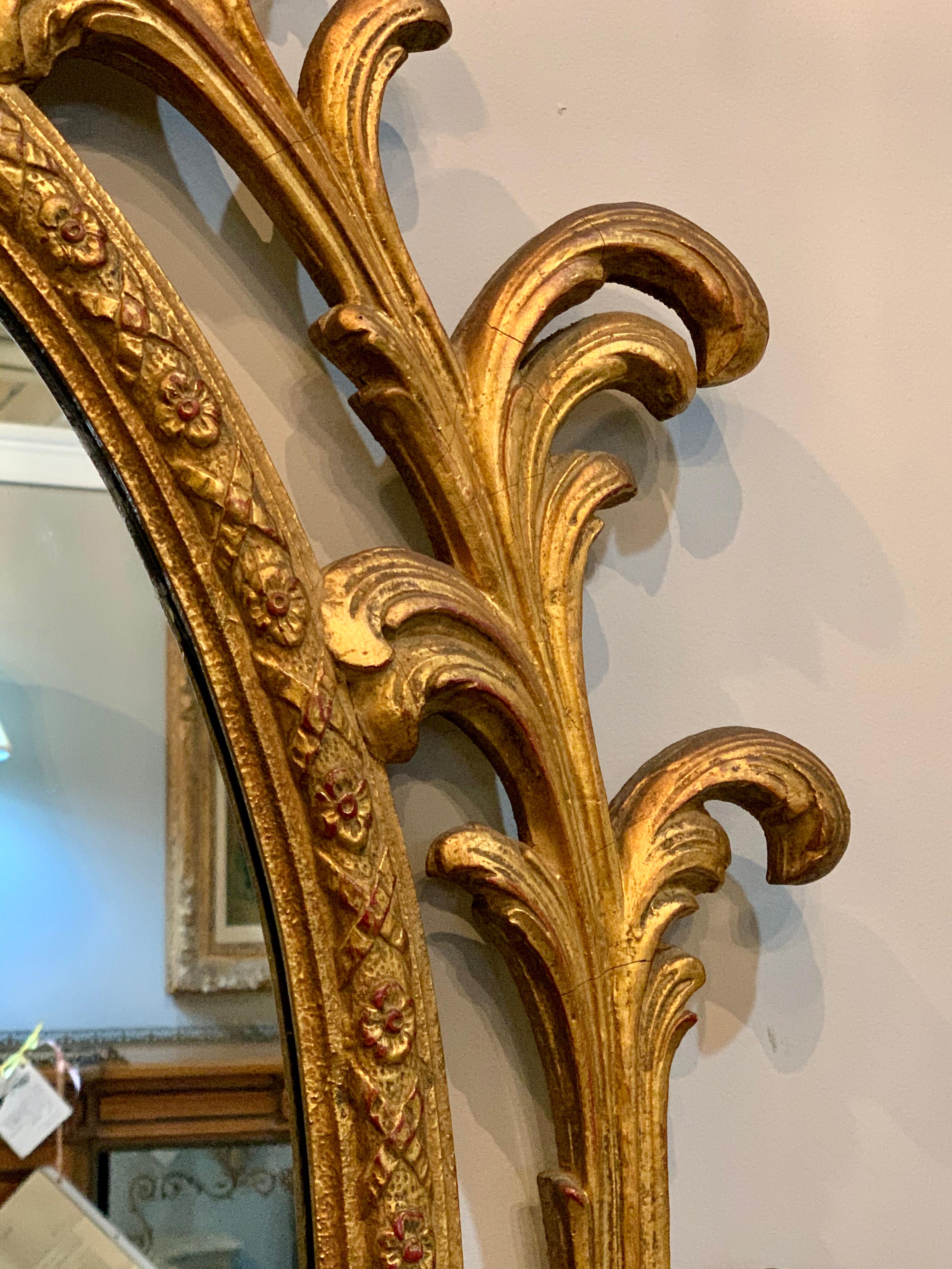 Pair of Carved Italian Gilt Decorated Carved Eagle Frame Wall Console Mirrors For Sale 3