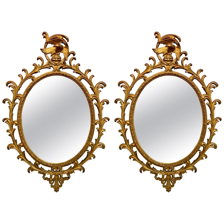 Pair of Carved Italian Gilt Decorated Carved Eagle Frame Wall Console