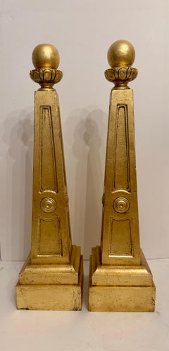 Pair of Carved Italian Giltwood Obelisks
