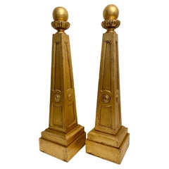 Pair of Carved Italian Giltwood Obelisks