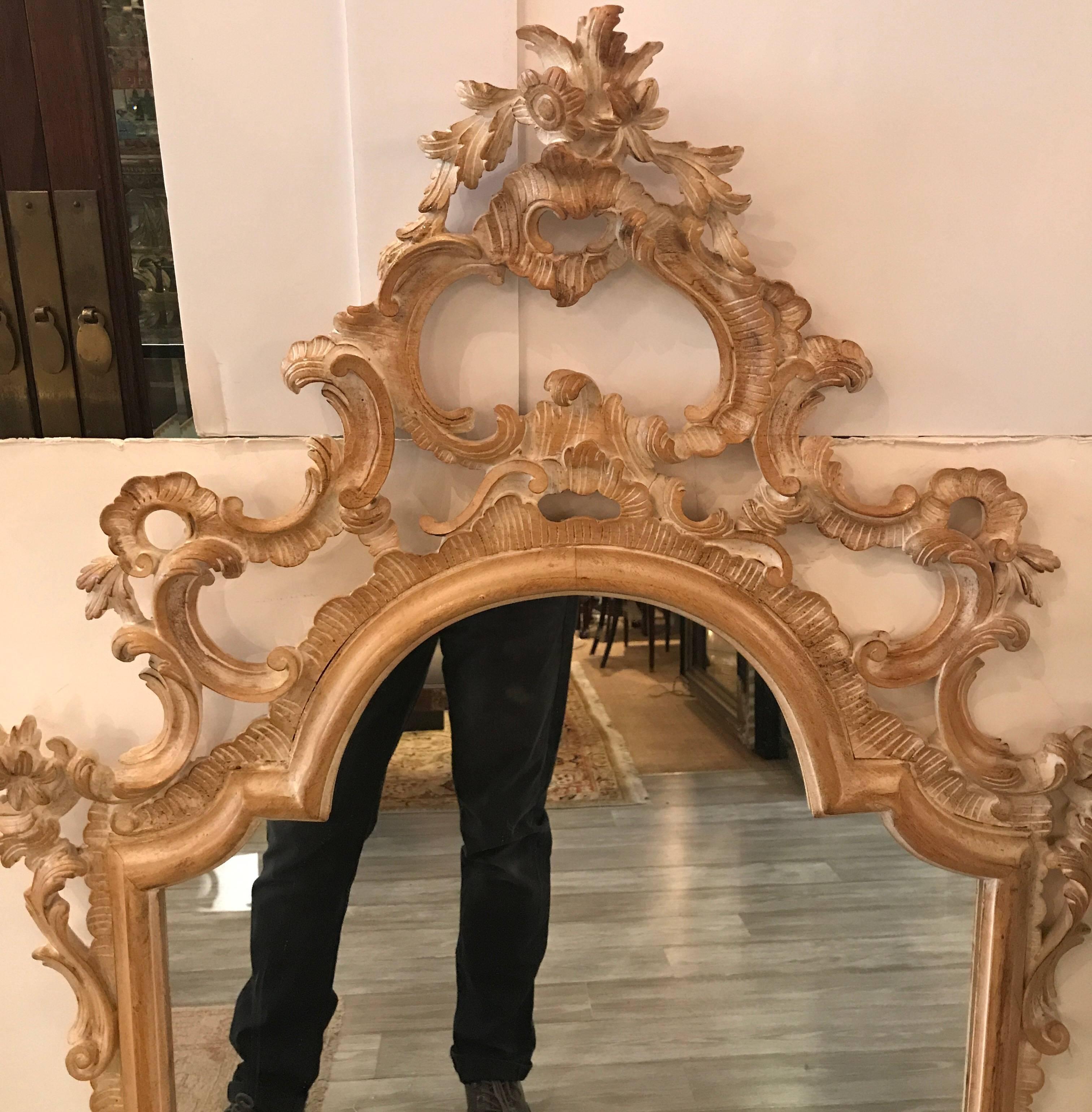 Louis XV Pair of Carved Italian Rococo Mirrors