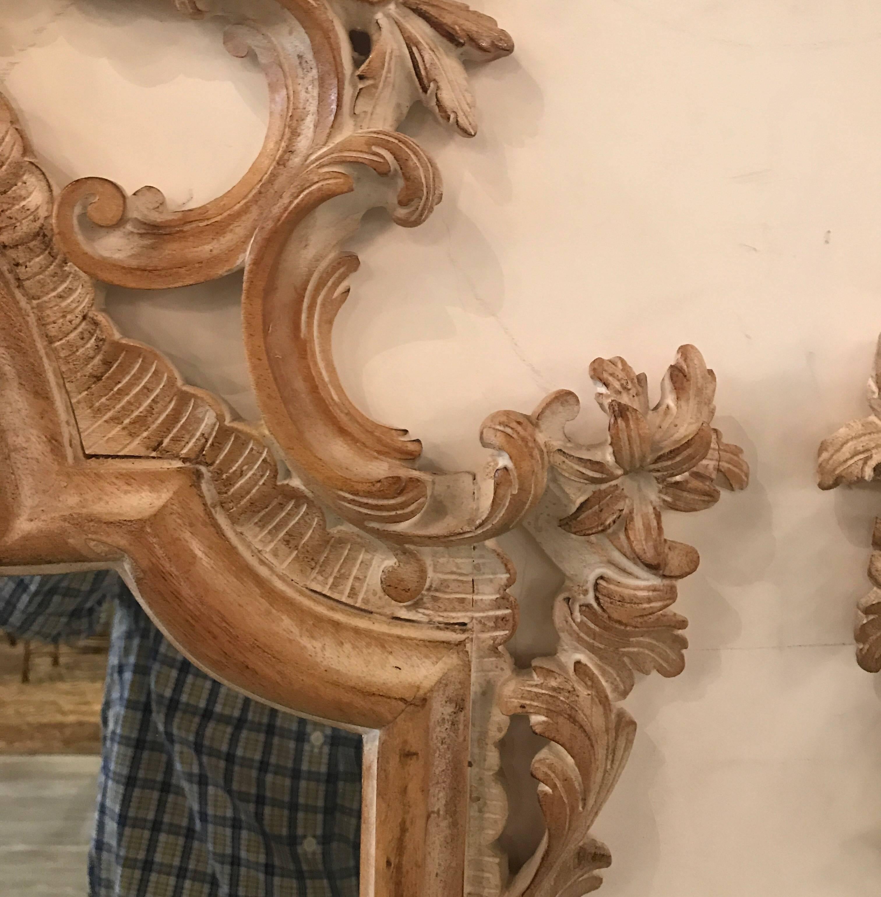 Late 20th Century Pair of Carved Italian Rococo Mirrors