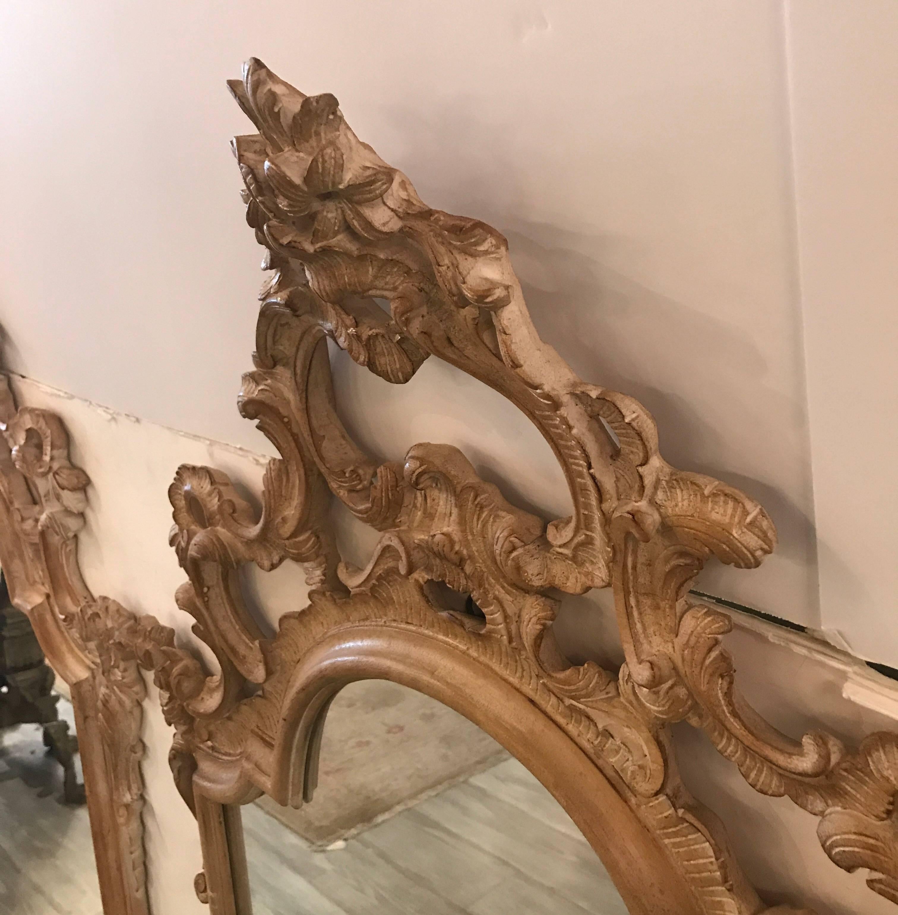 Birch Pair of Carved Italian Rococo Mirrors
