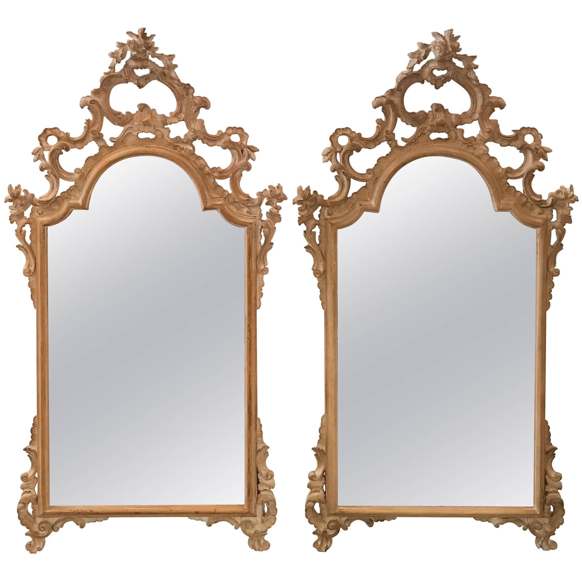 Pair of Carved Italian Rococo Mirrors