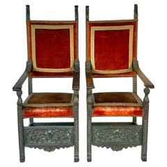 Pair of Carved Jacobean Armchairs