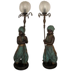 Pair of Carved Lacquered Bronze Moresque Art Nouveau Style