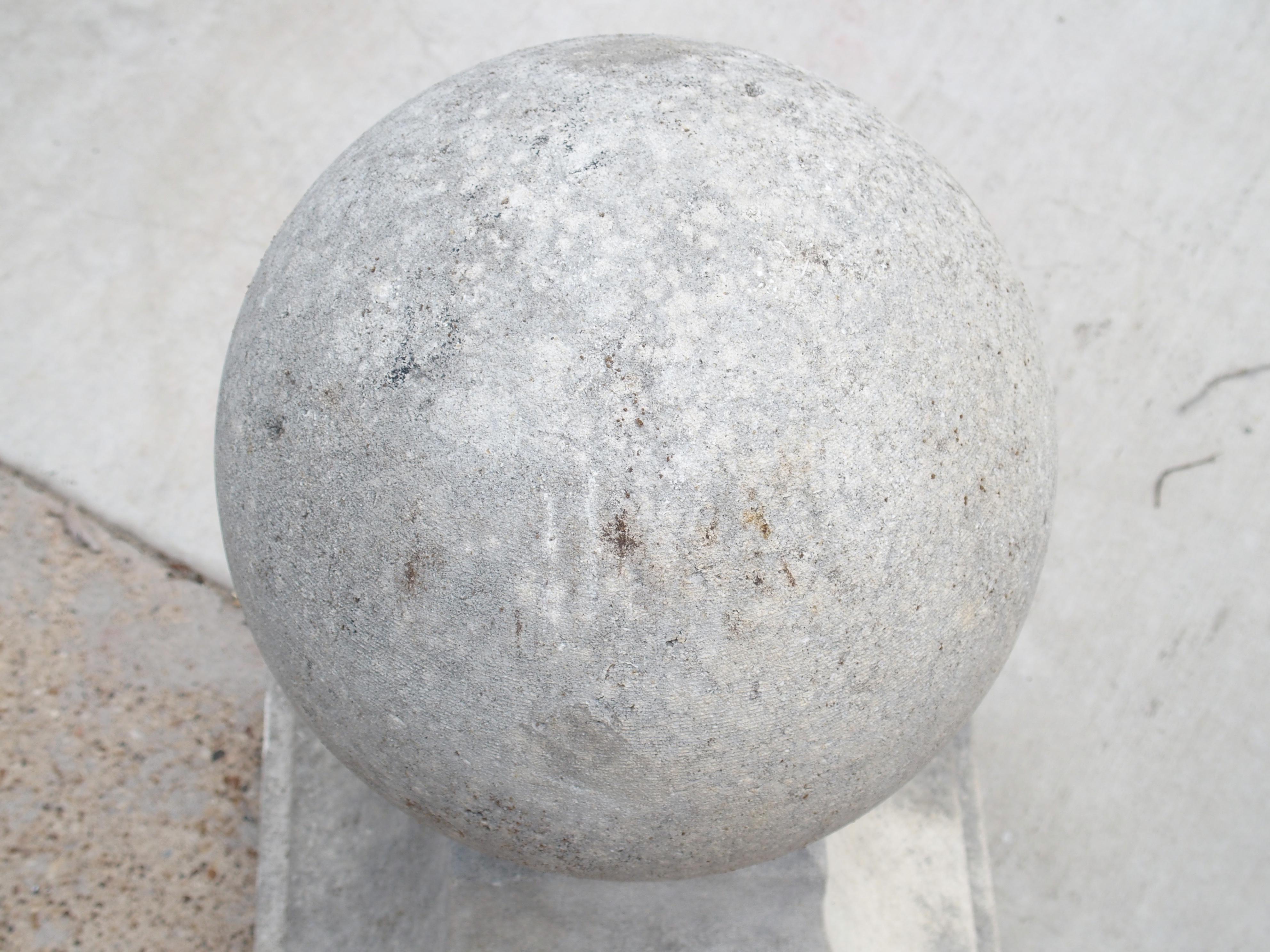 Pair of Carved Limestone Ball Finials from Italy 9