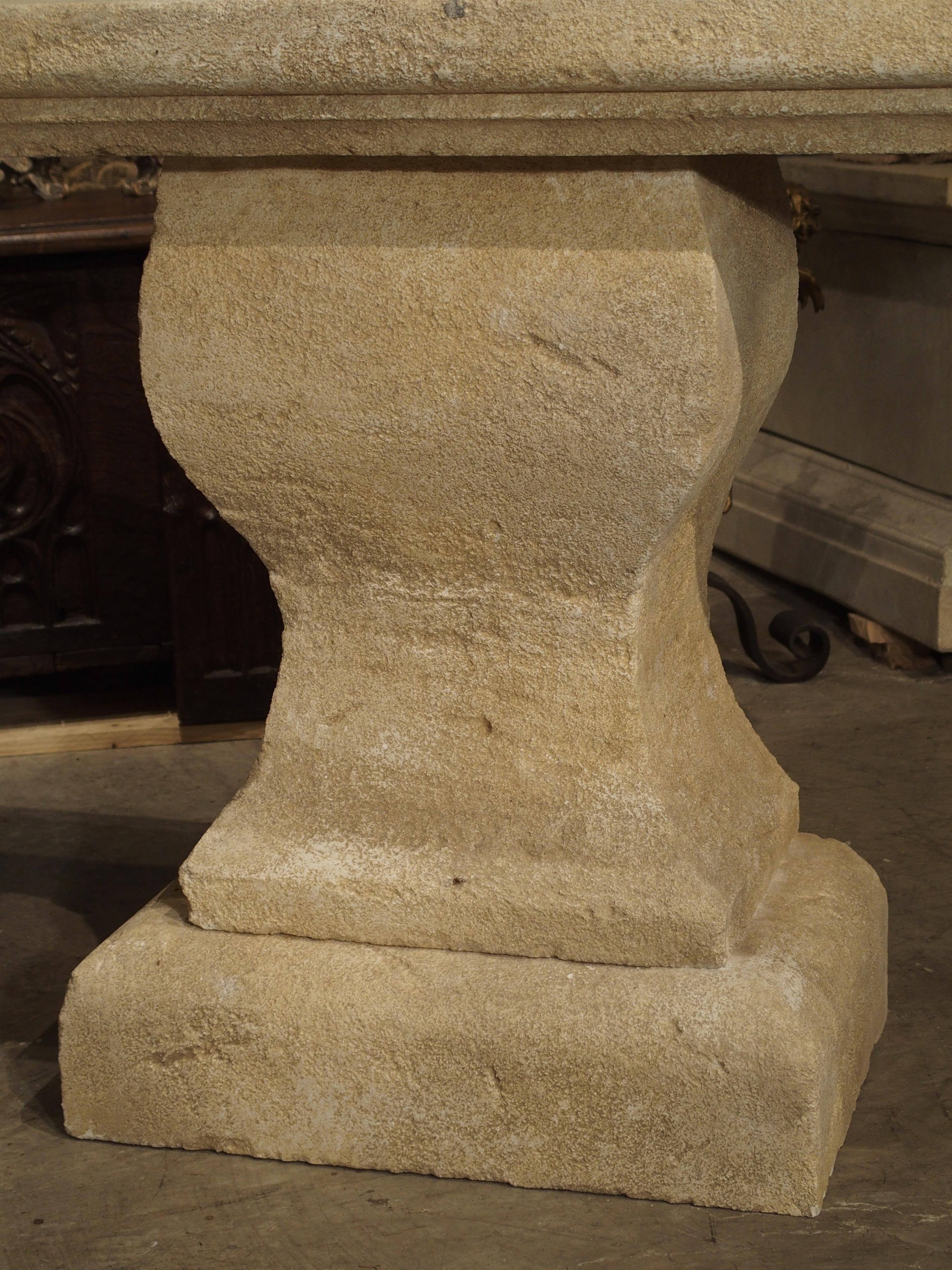 Pair of Carved Limestone Console Tables from Provence, France 5