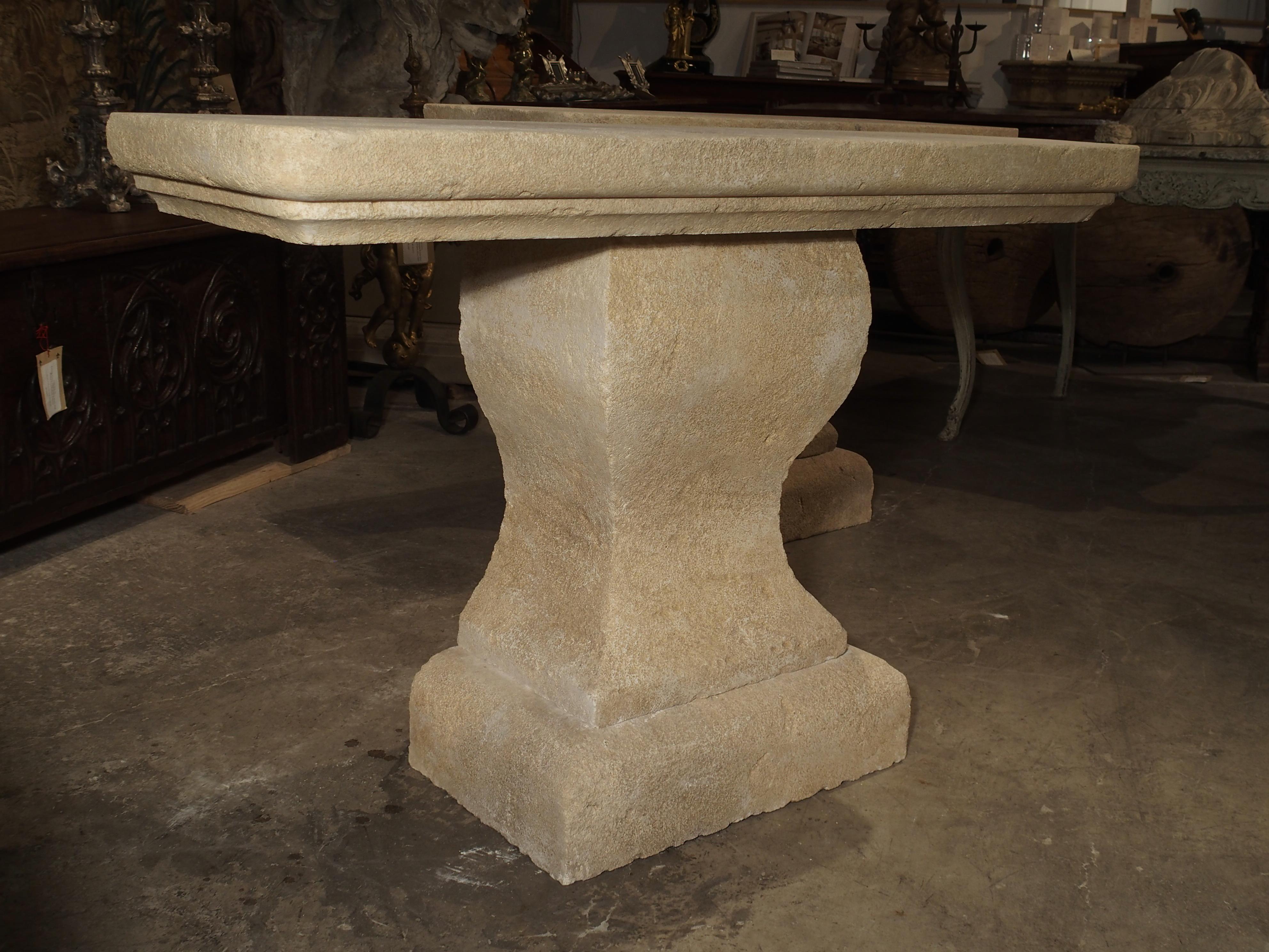 Pair of Carved Limestone Console Tables from Provence, France 6