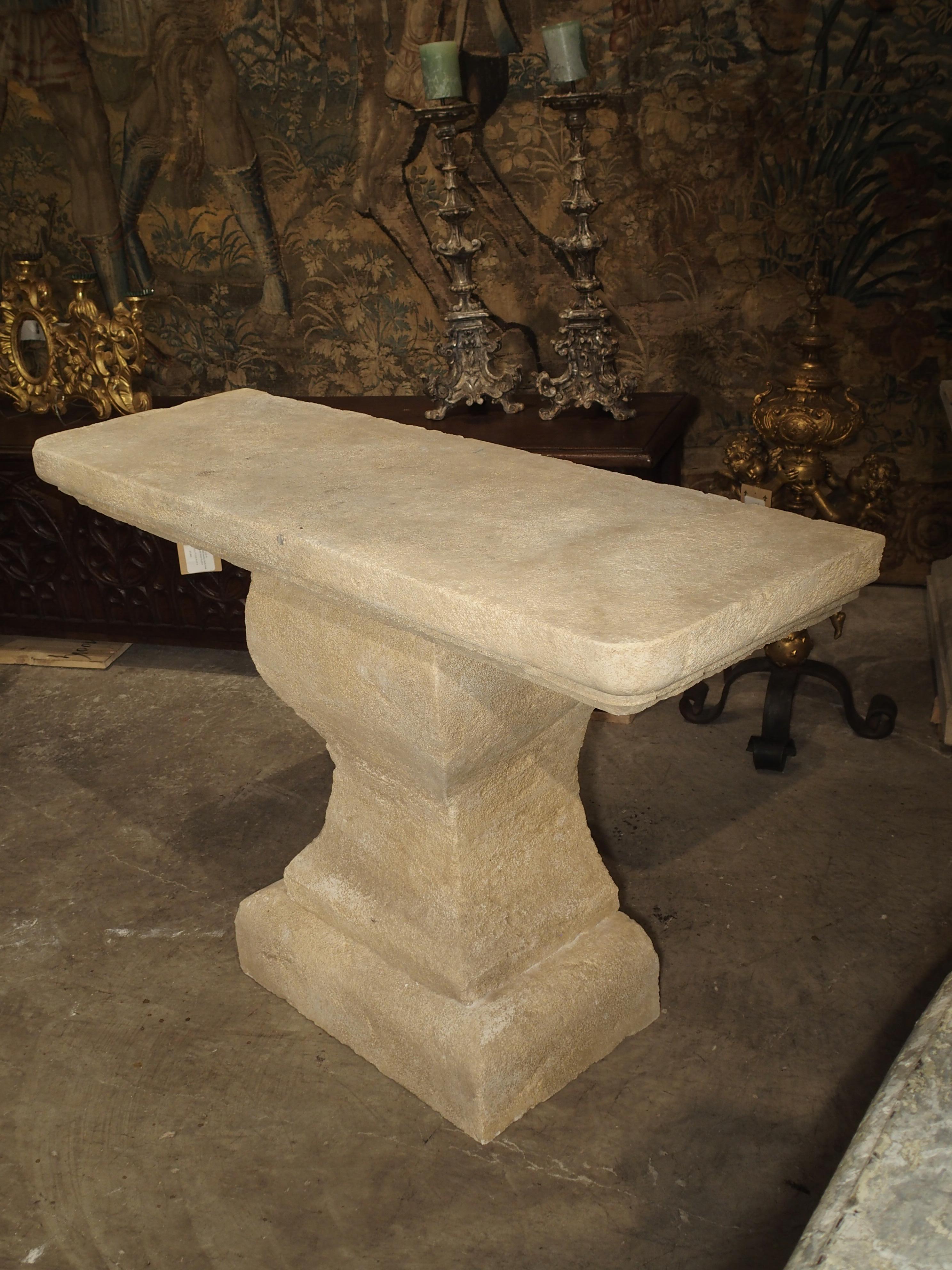 Pair of Carved Limestone Console Tables from Provence, France 7
