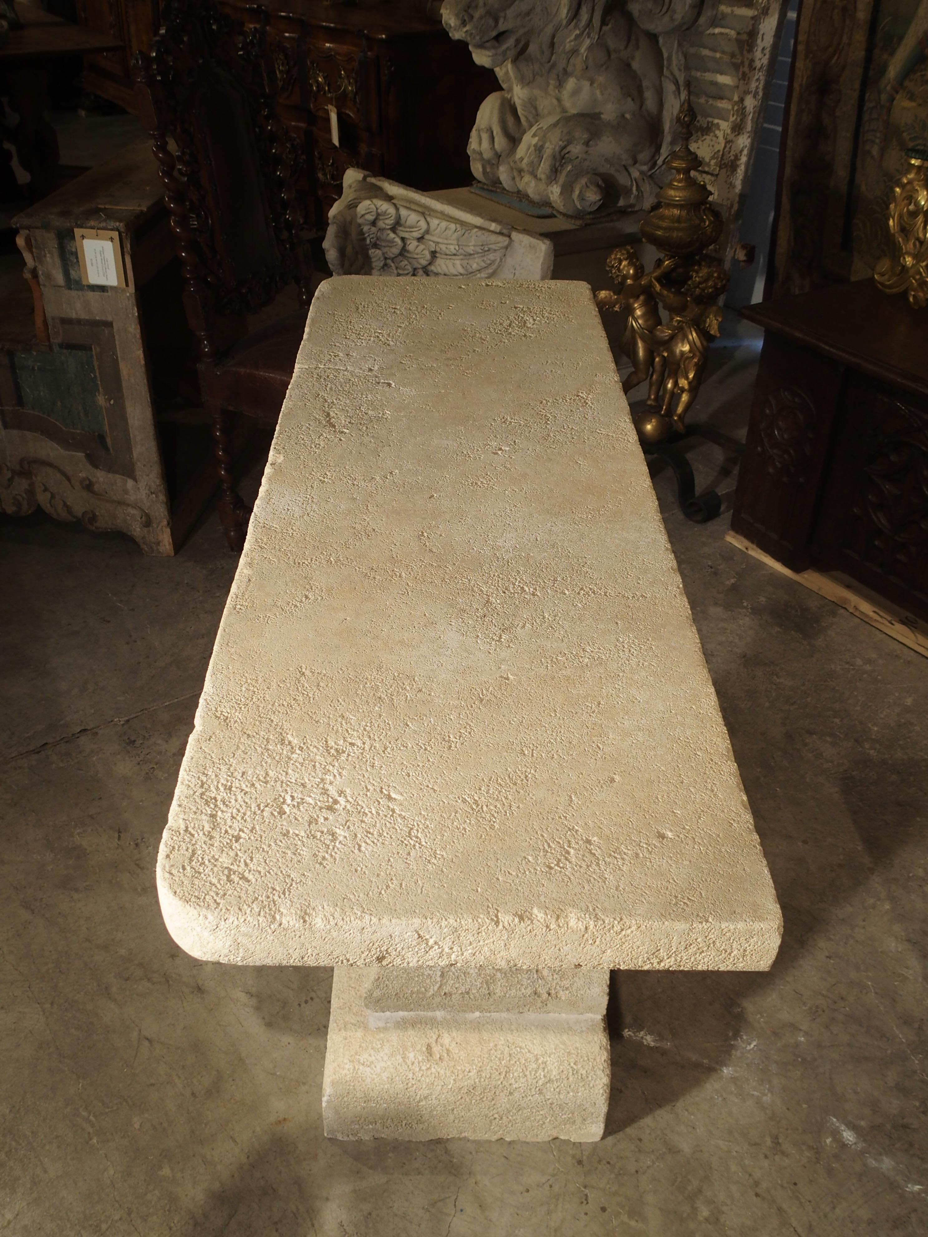 Pair of Carved Limestone Console Tables from Provence, France 8
