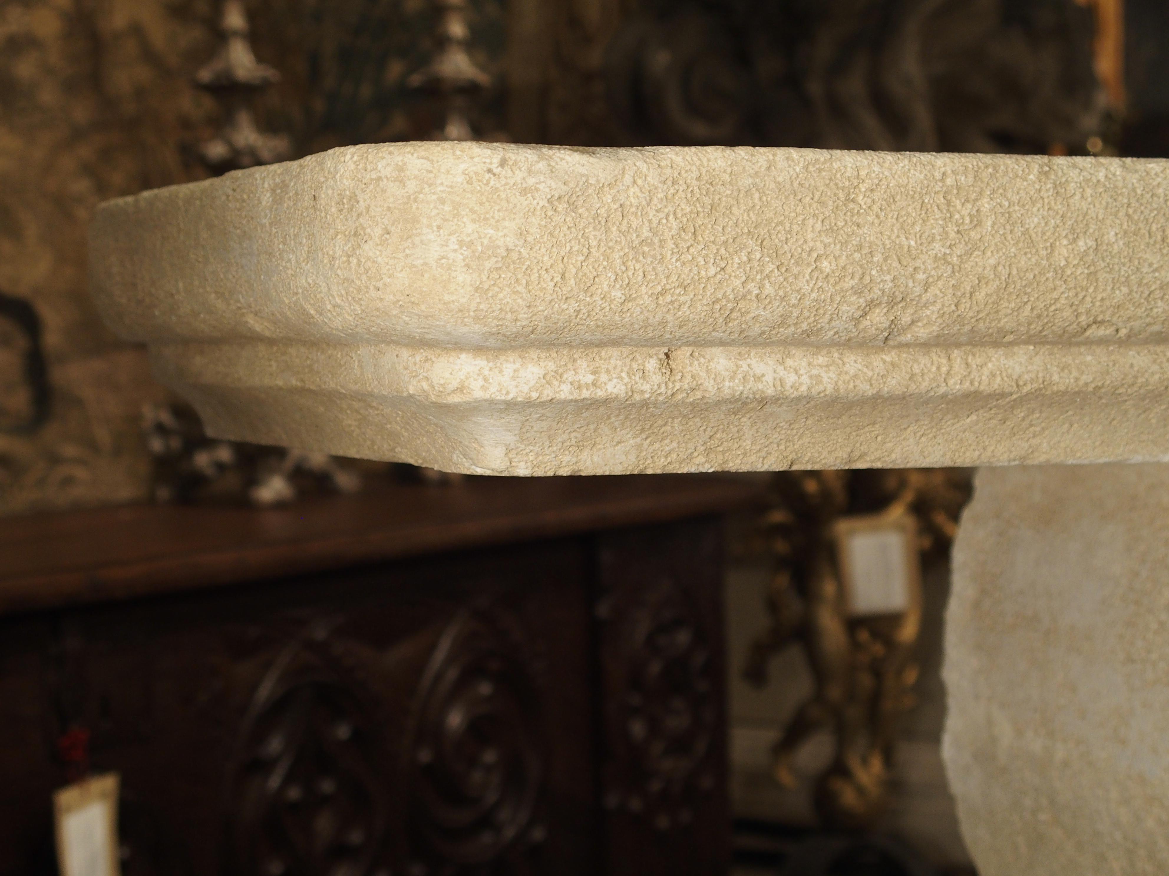 Hand-Carved Pair of Carved Limestone Console Tables from Provence, France