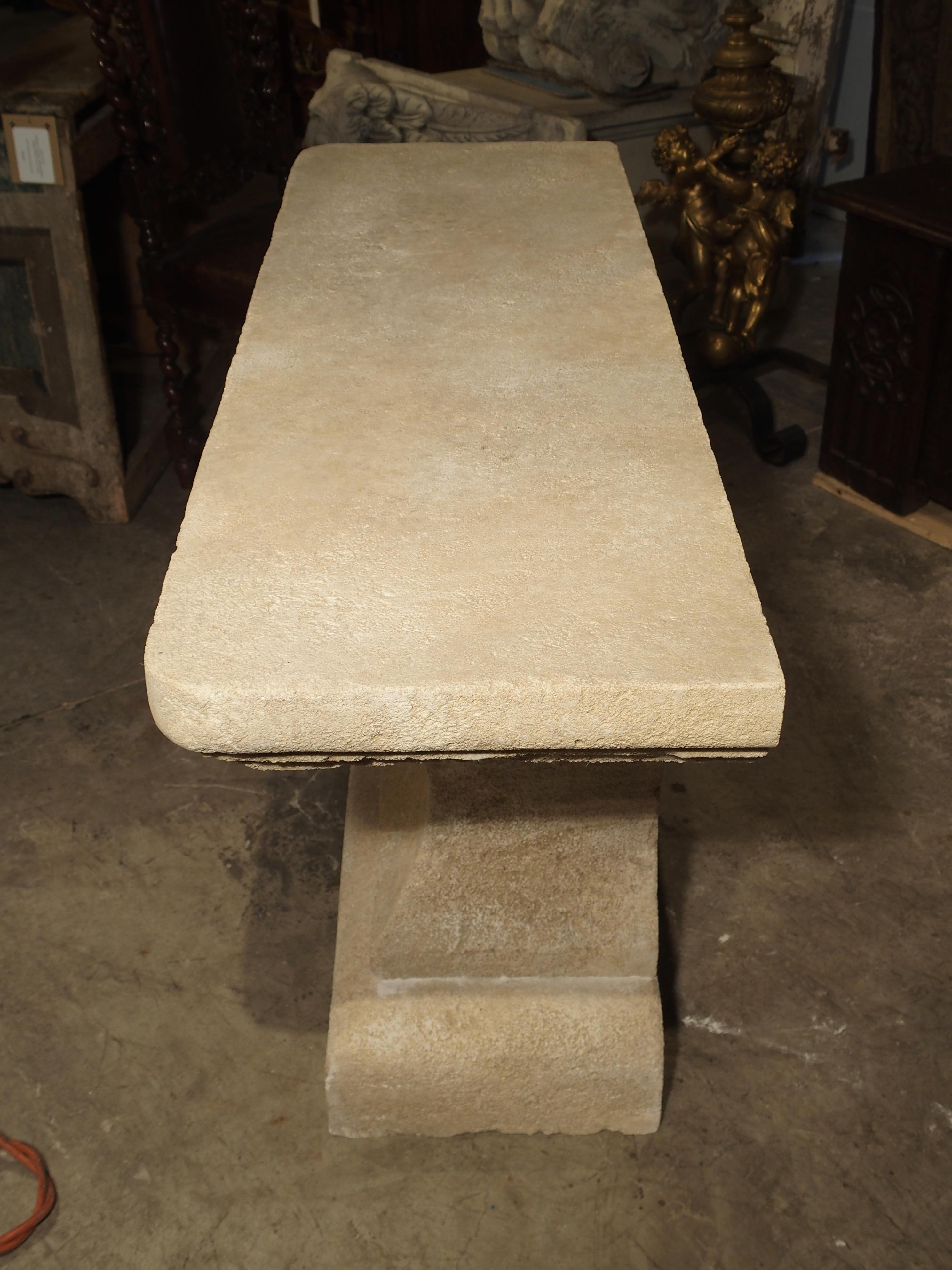 Pair of Carved Limestone Console Tables from Provence, France 2
