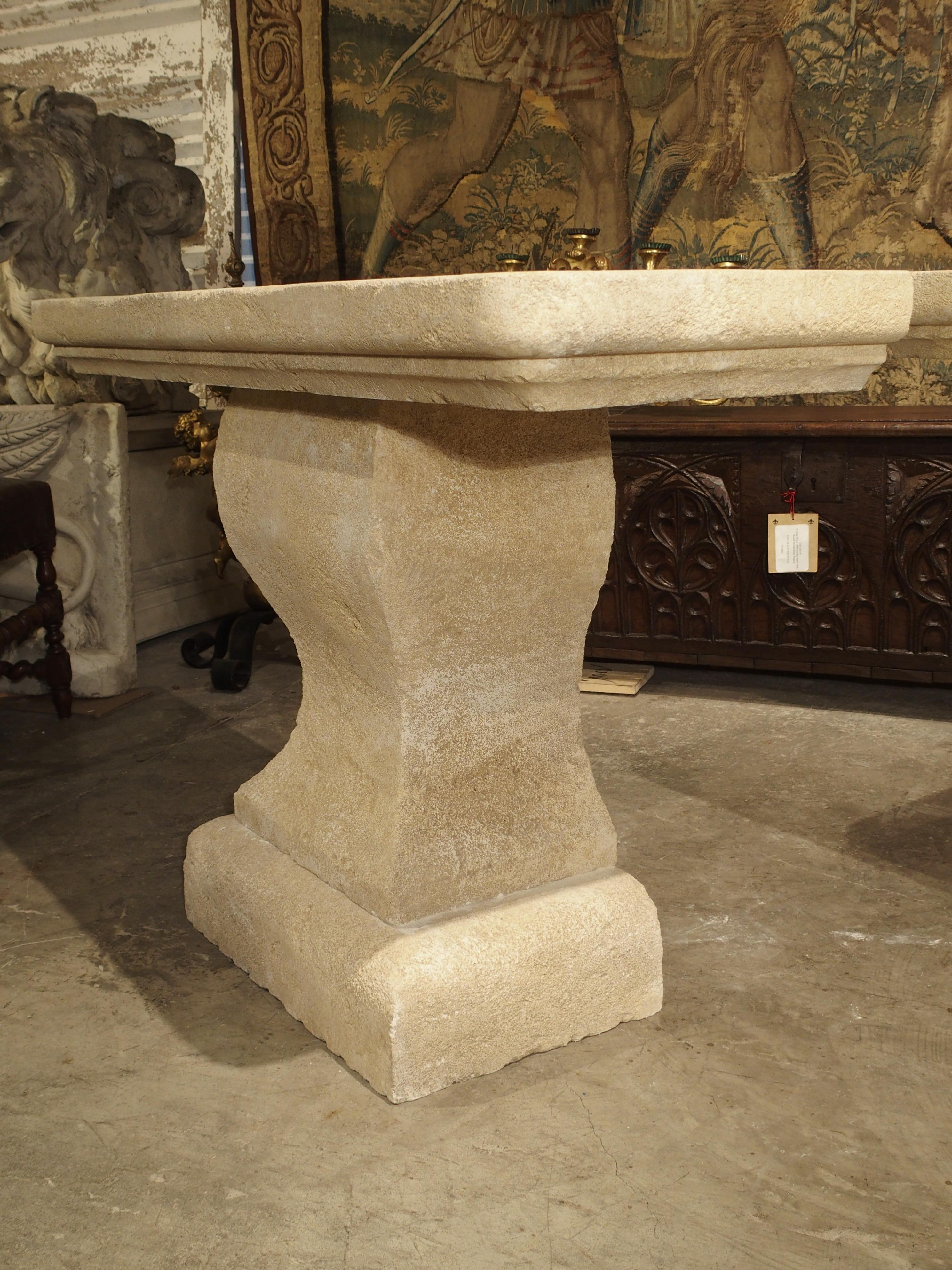 Pair of Carved Limestone Console Tables from Provence, France 3