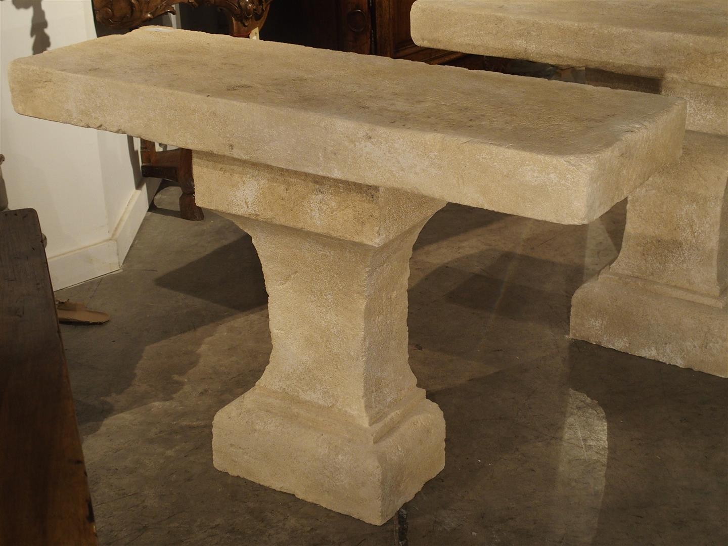 Pair of Carved Limestone Console Tables from the South of France 6