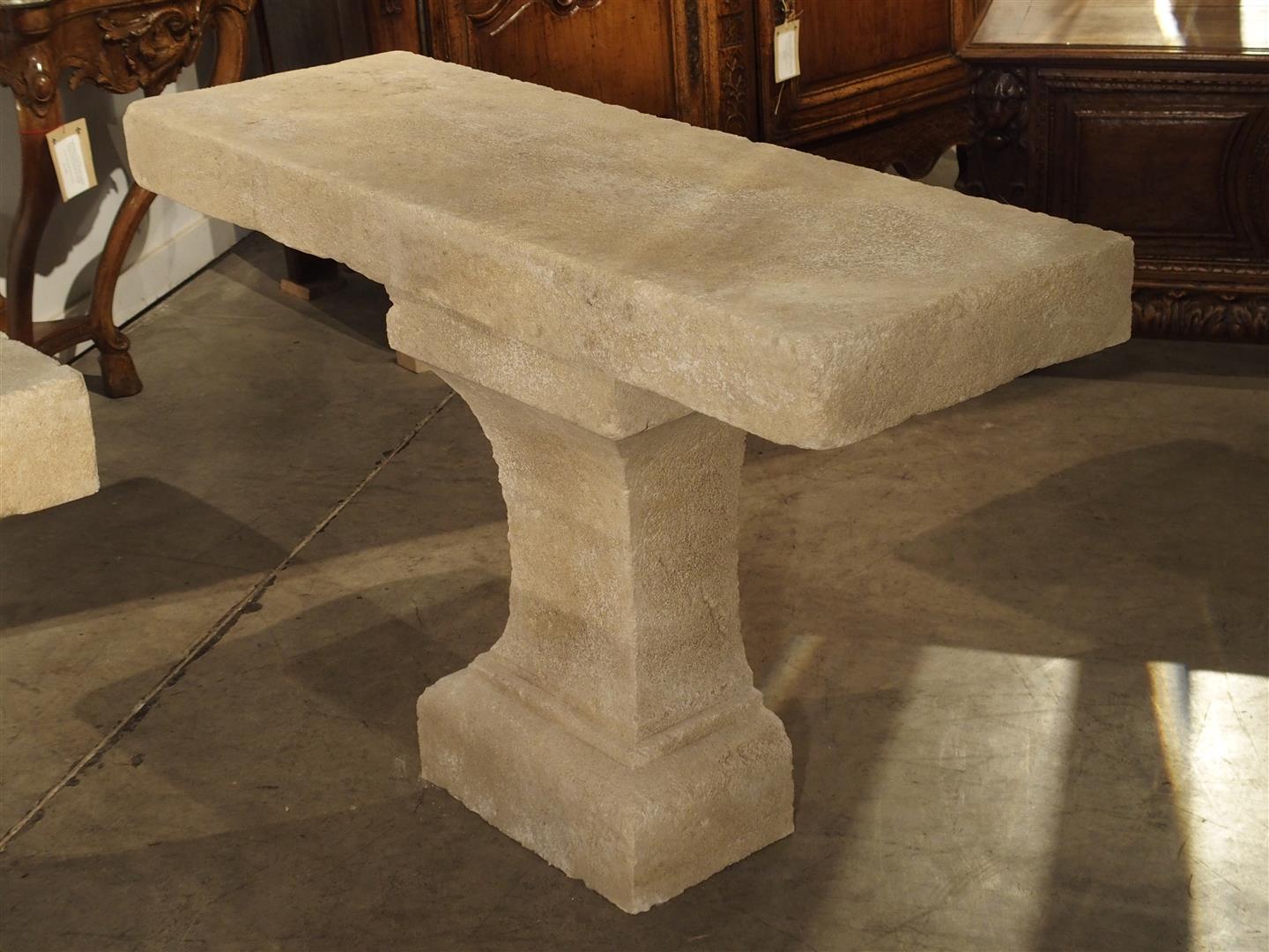 Pair of Carved Limestone Console Tables from the South of France In Good Condition In Dallas, TX