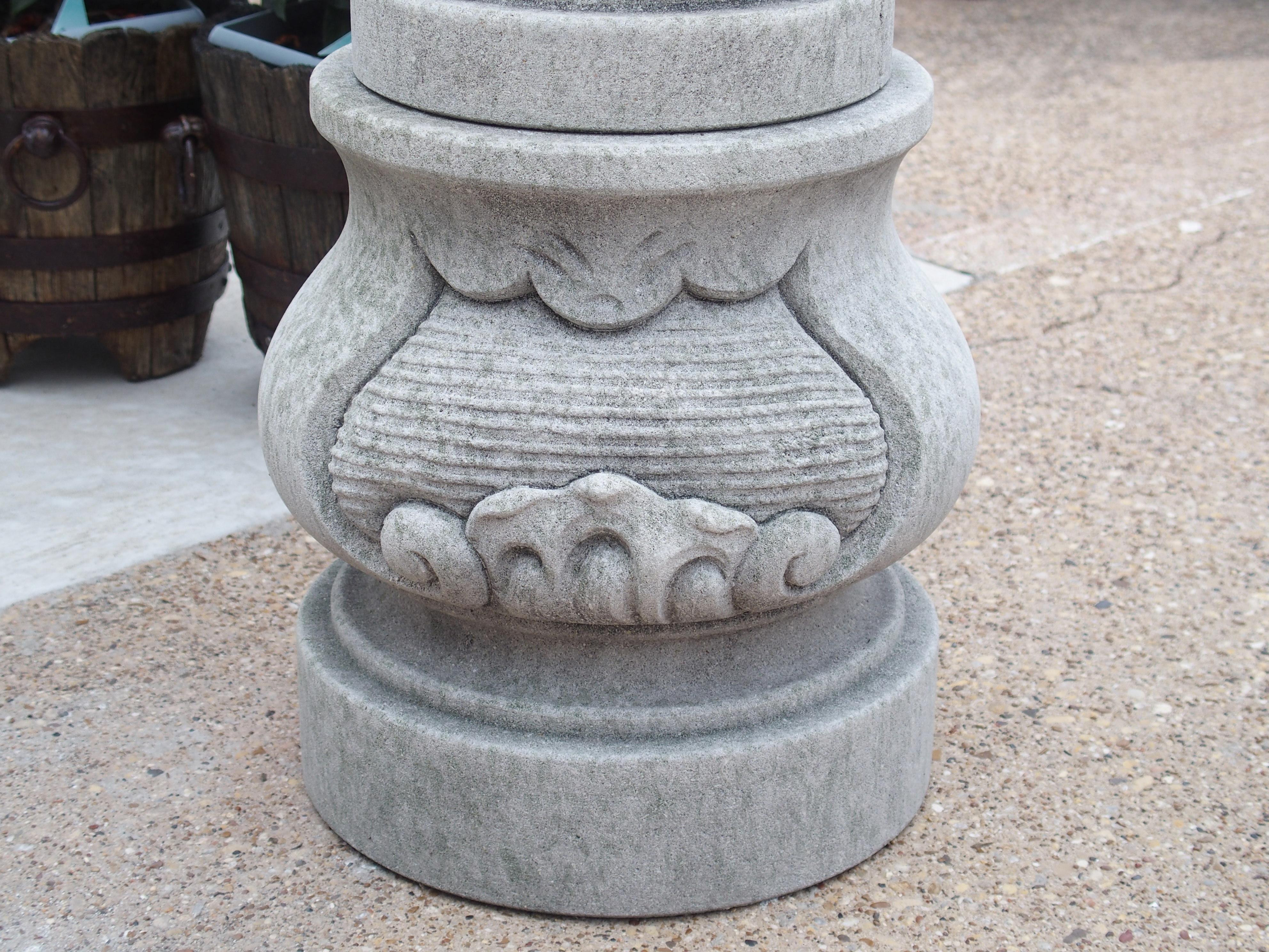 Pair of Carved Limestone Pineapple Finials on Pedestals 1