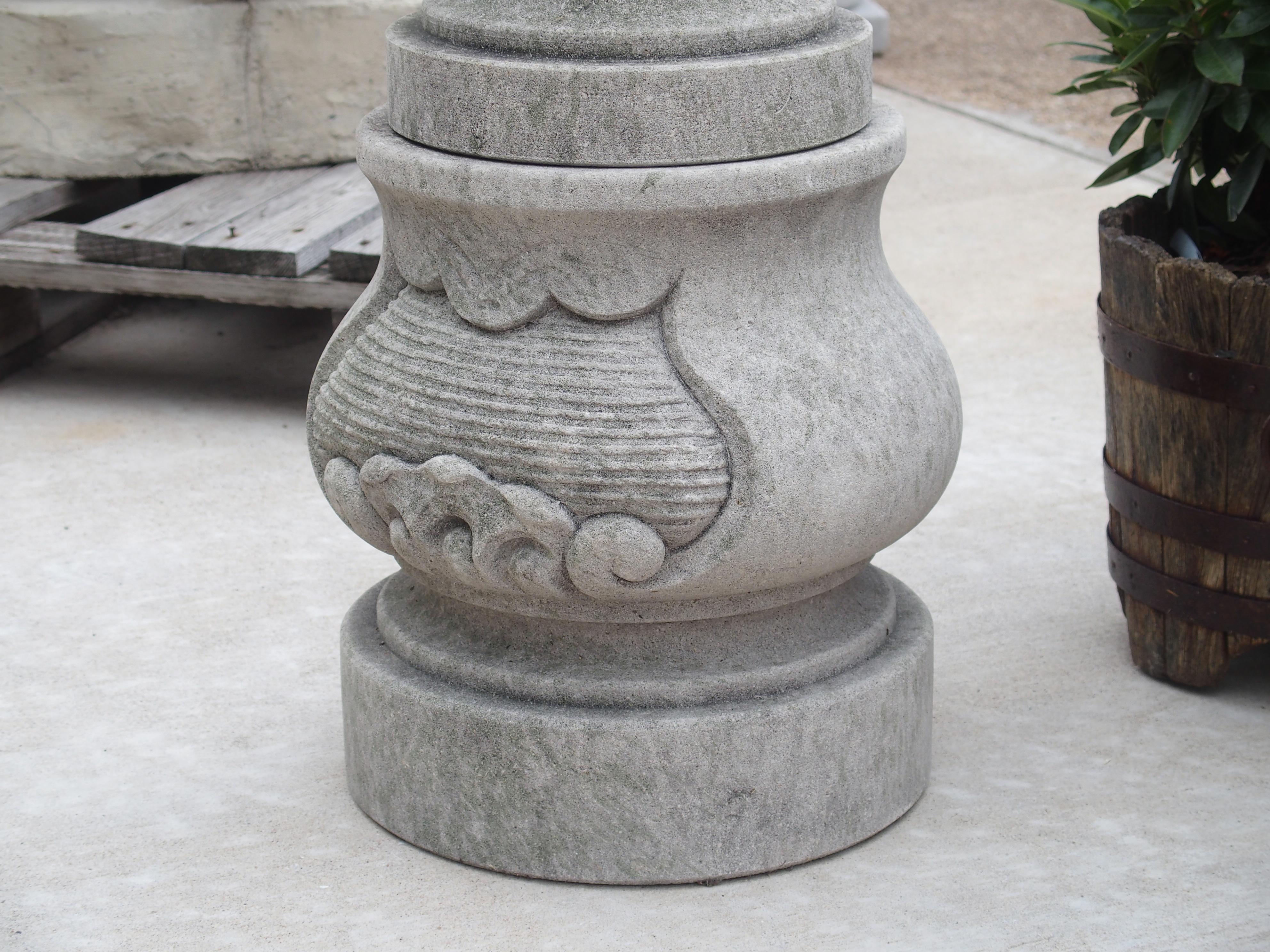 Pair of Carved Limestone Pineapple Finials on Pedestals 2