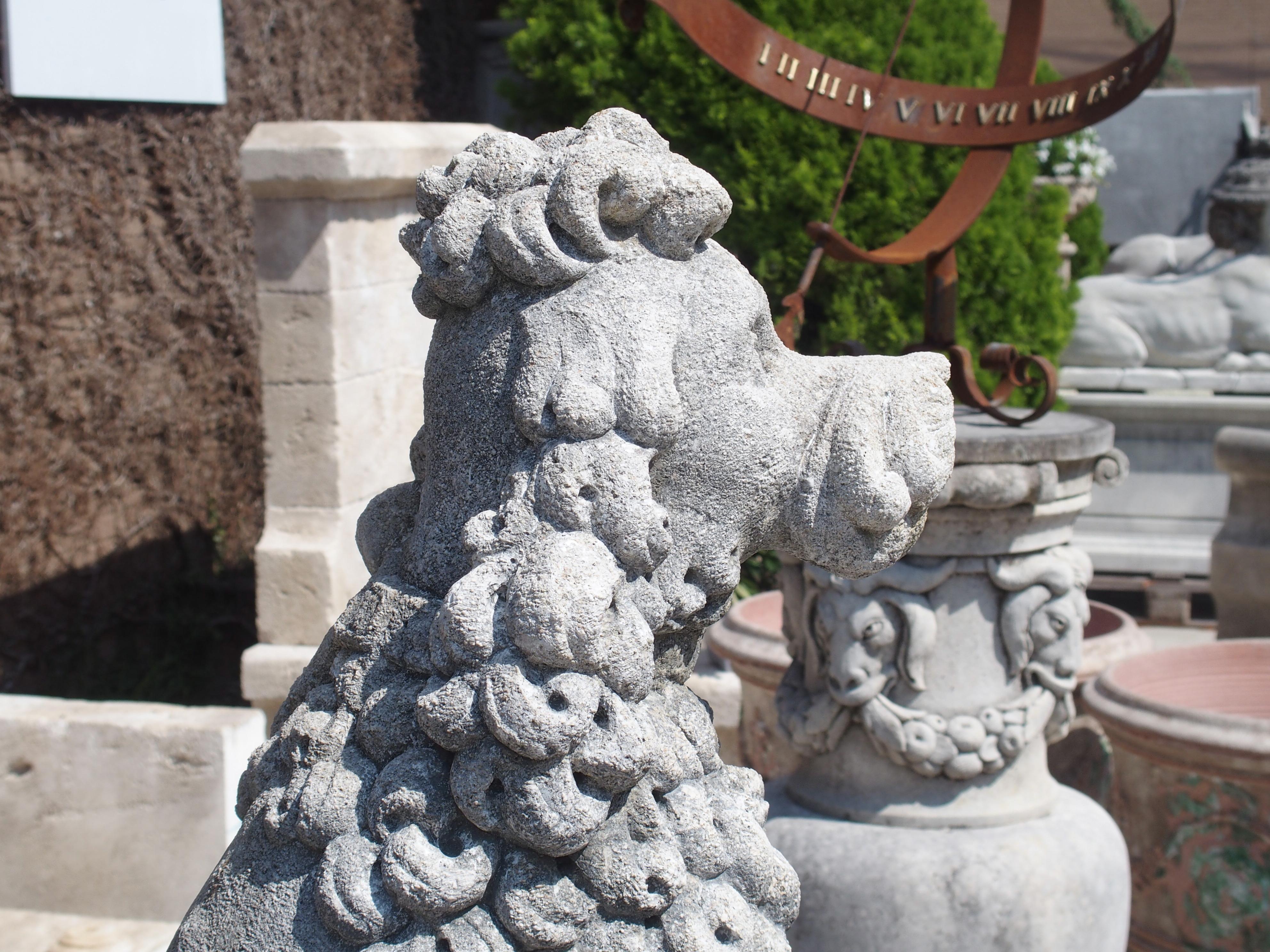 Pair of Carved Limestone Poodles from Italy 6