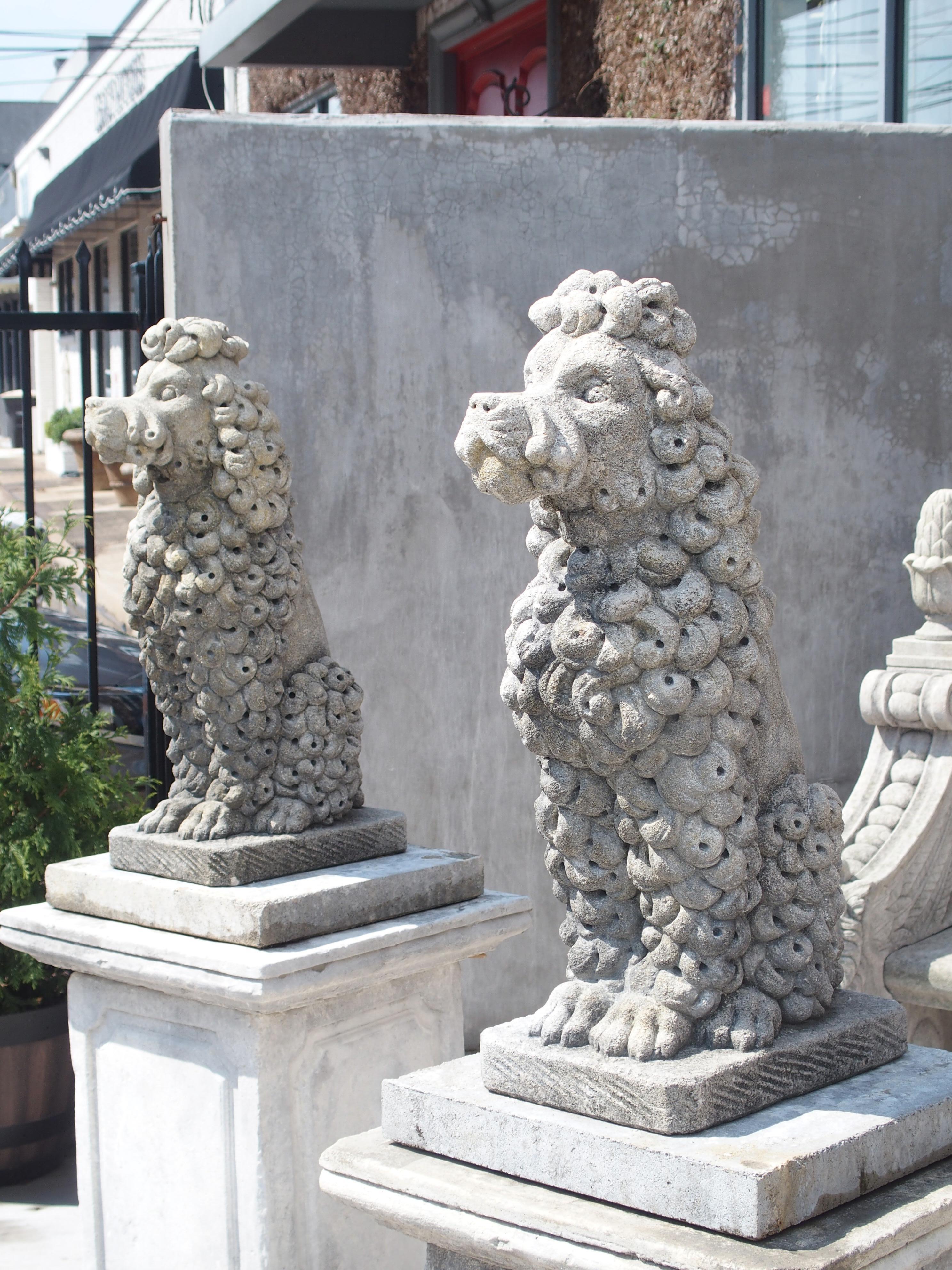 Pair of Carved Limestone Poodles from Italy 12