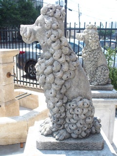 Pair of Carved Limestone Poodles from Italy