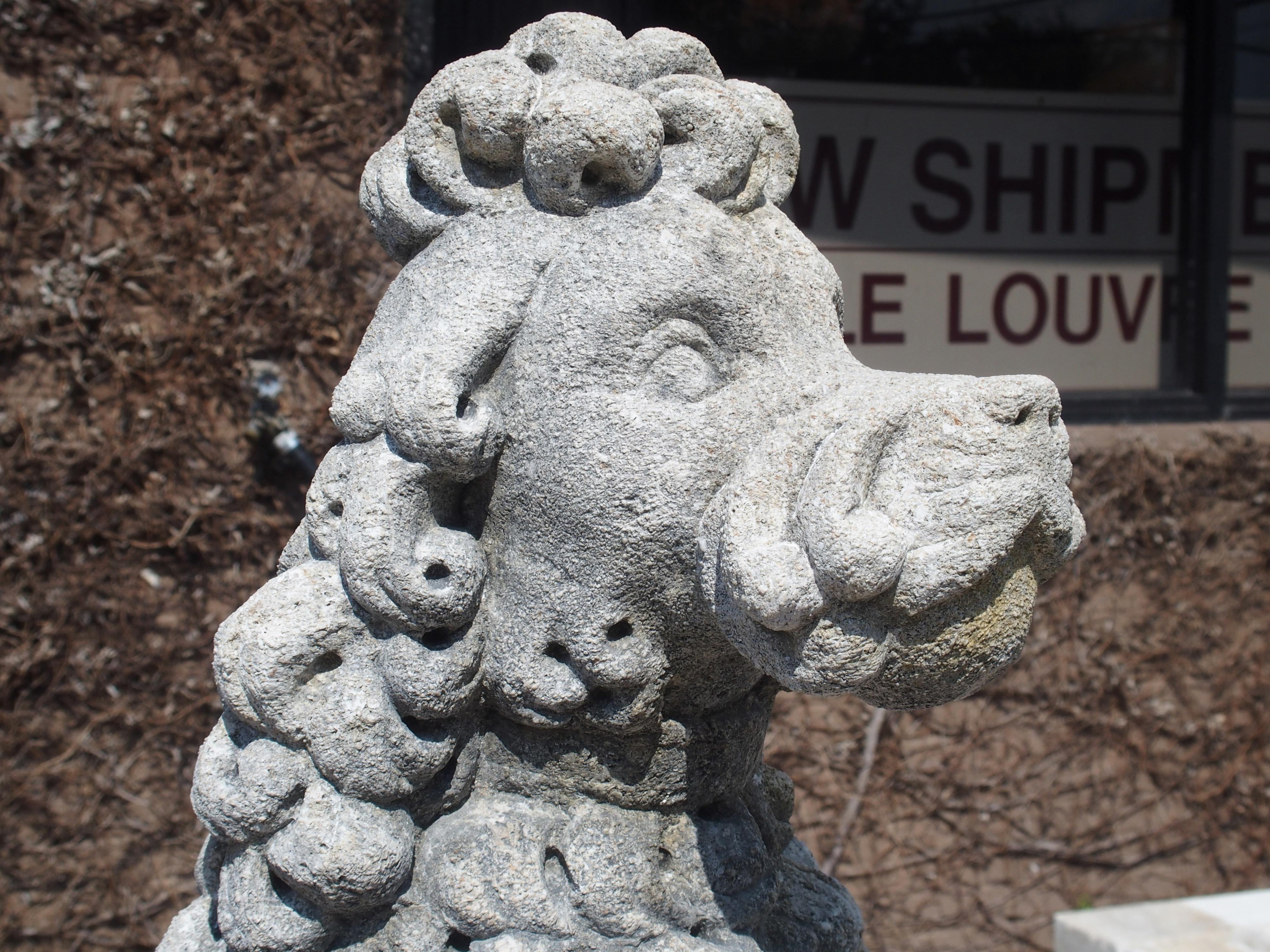 Contemporary Pair of Carved Limestone Poodles from Italy