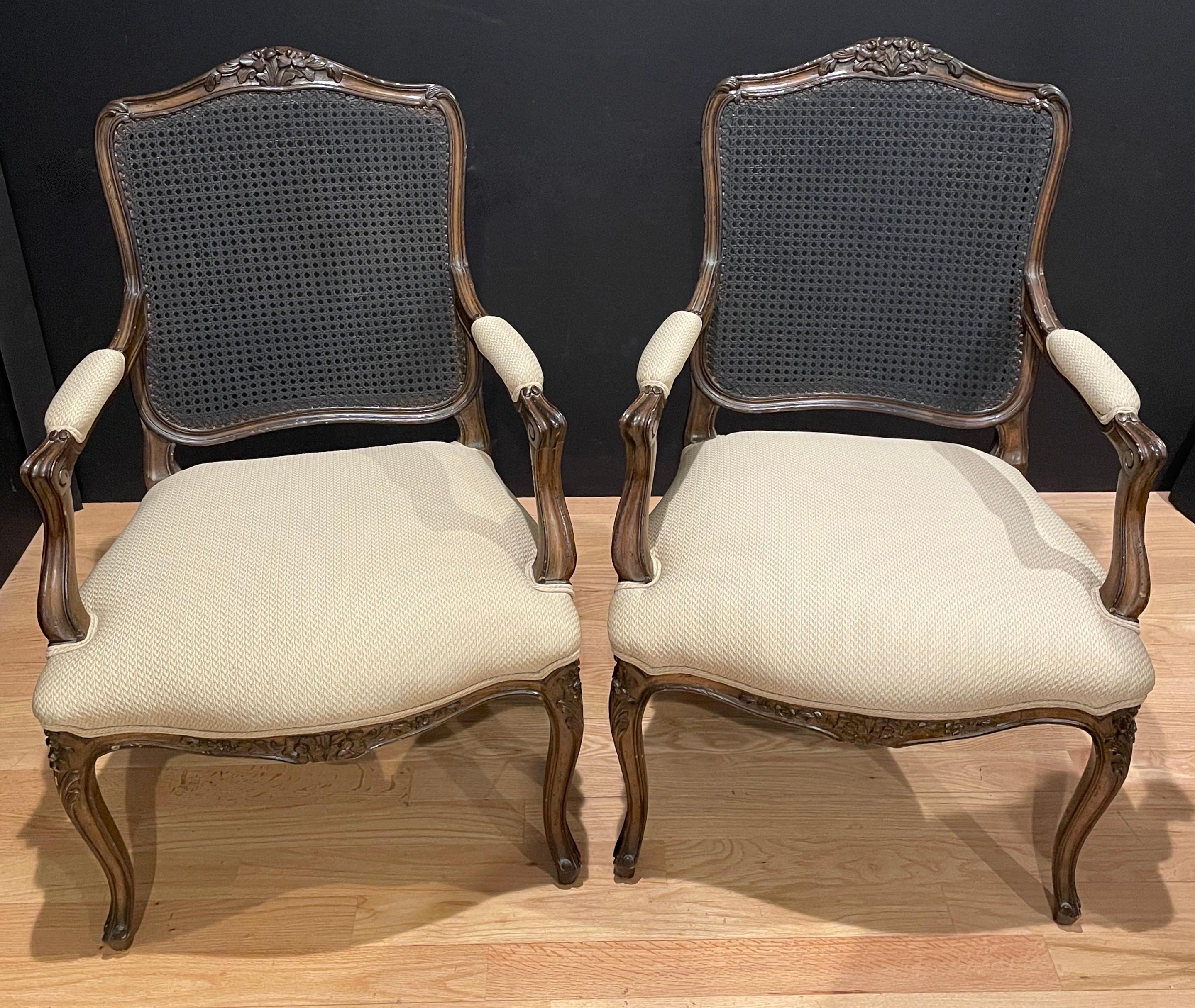 Italian Pair Of Vintage Carved Louis XV Armchairs
