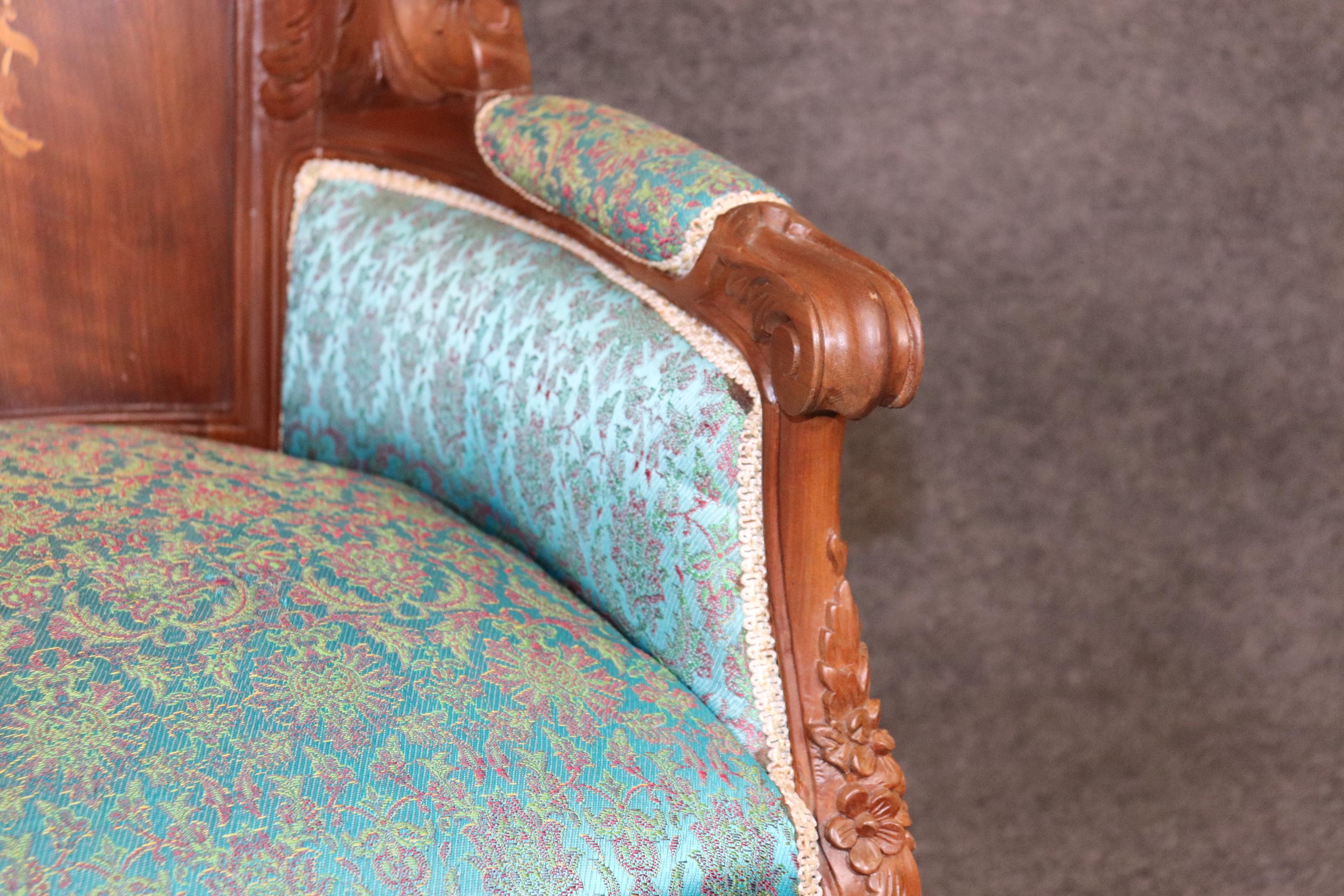 Paar geschnitzte Sessel im Louis-XV-Stil Bergeres mit Perlmutt-Dekoration im Angebot 1