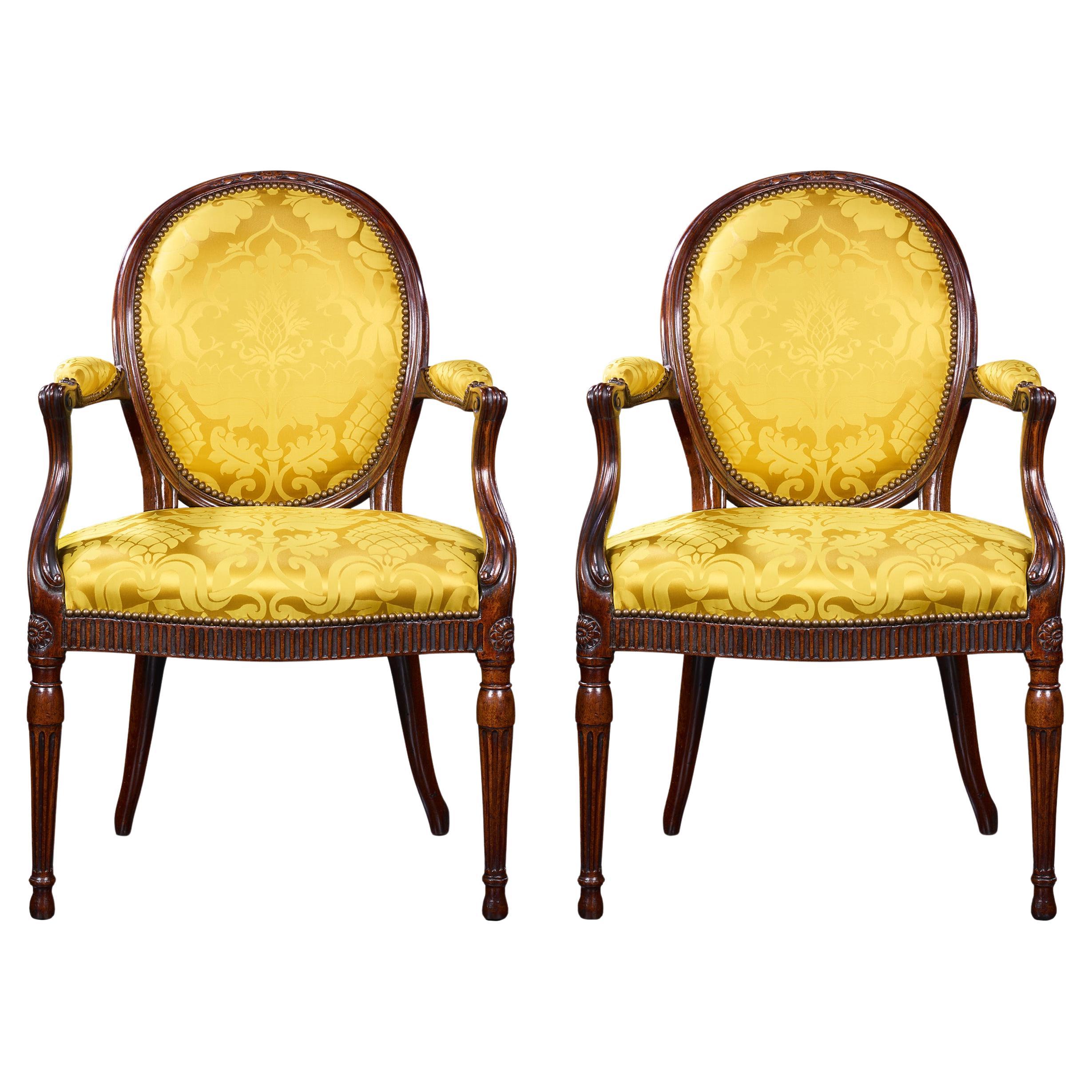 Pair Of Carved Mahogany Armchairs By Thomas Chippendale
