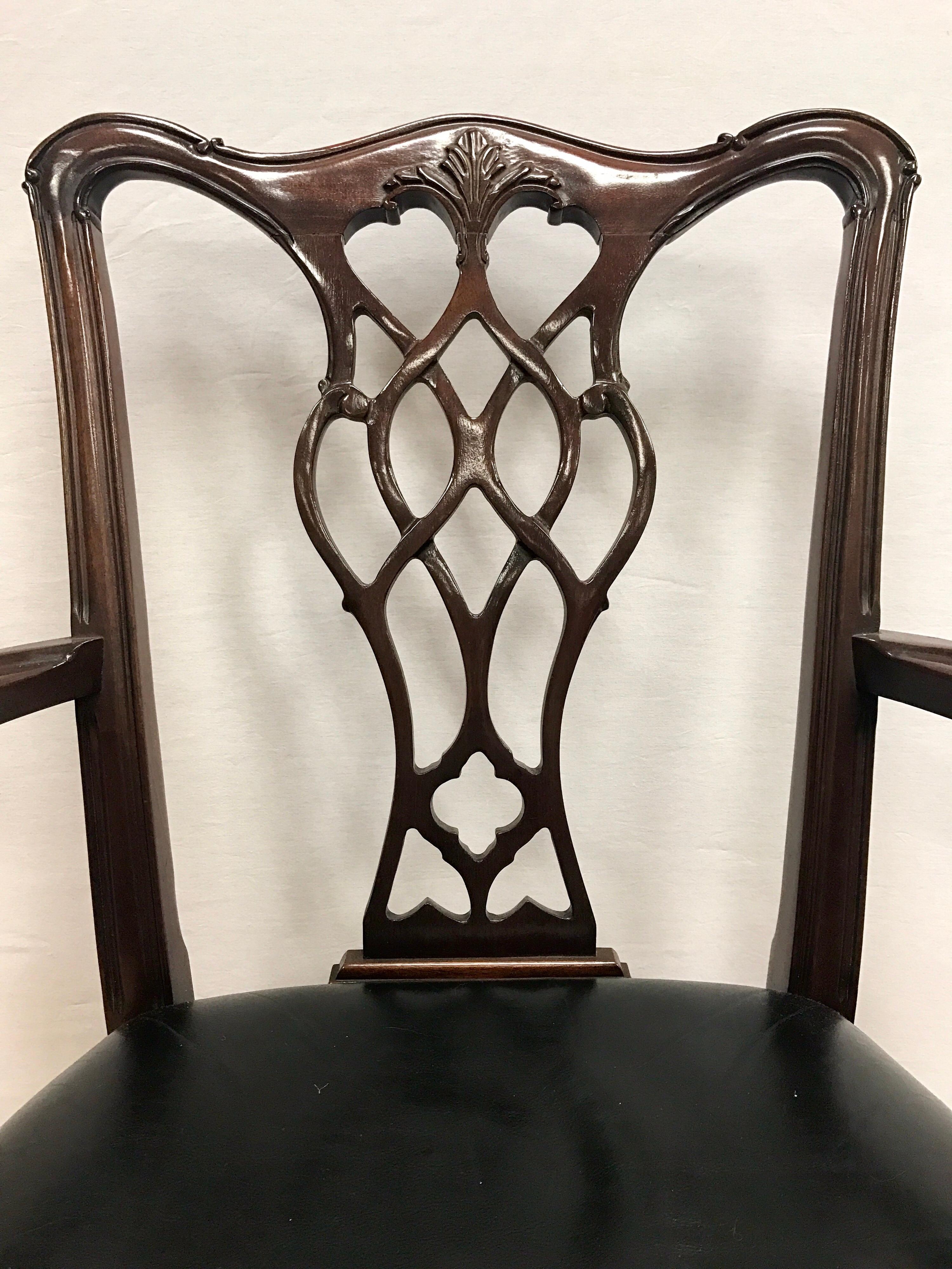 Mid-20th Century Pair of Carved Mahogany Chippendale Armchairs