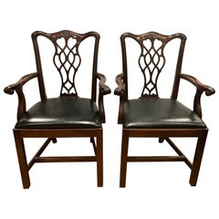 Pair of Carved Mahogany Chippendale Armchairs