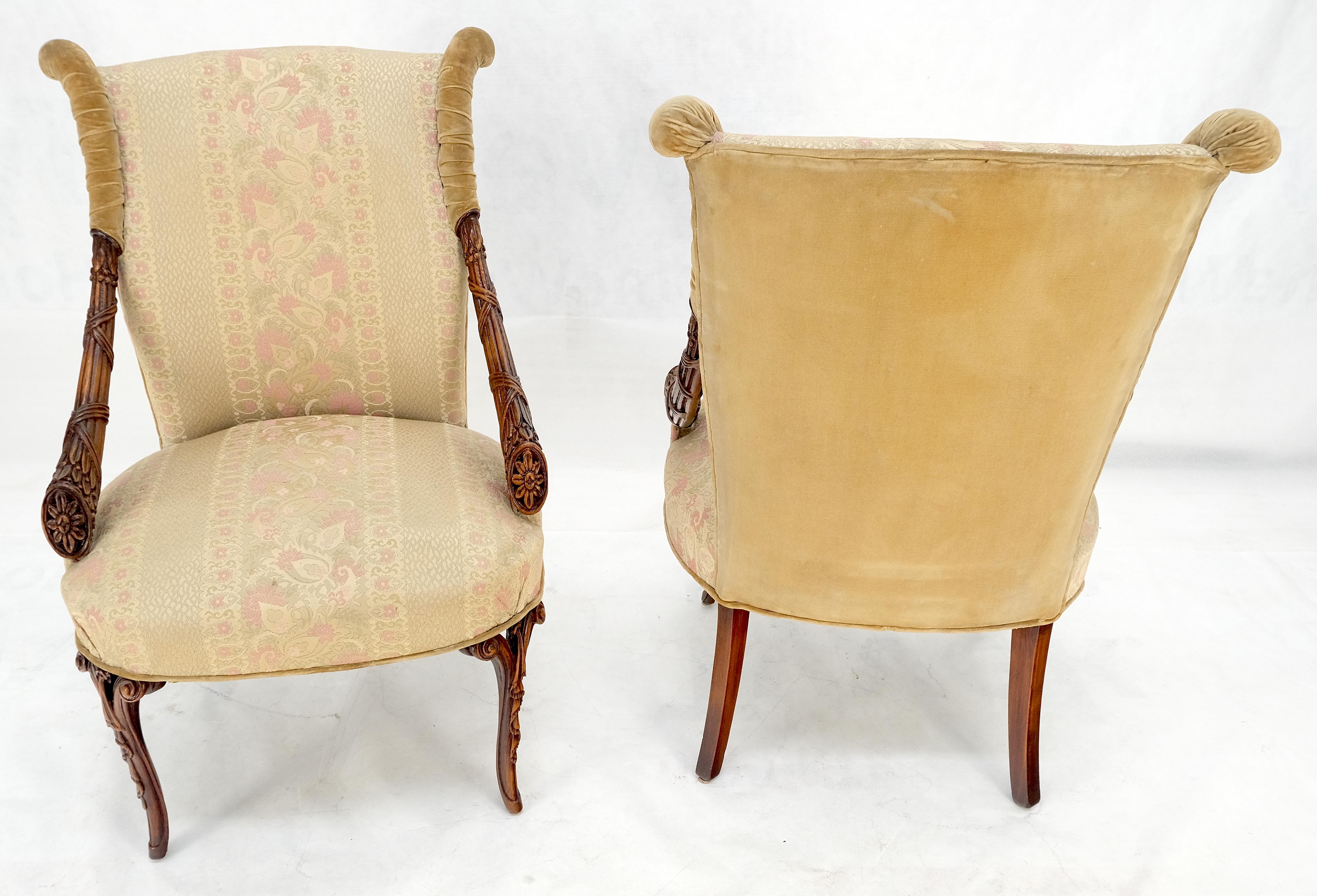 Coppia di sedie da salotto in mogano intagliato in stile Regency Revival Pulito! in vendita 5