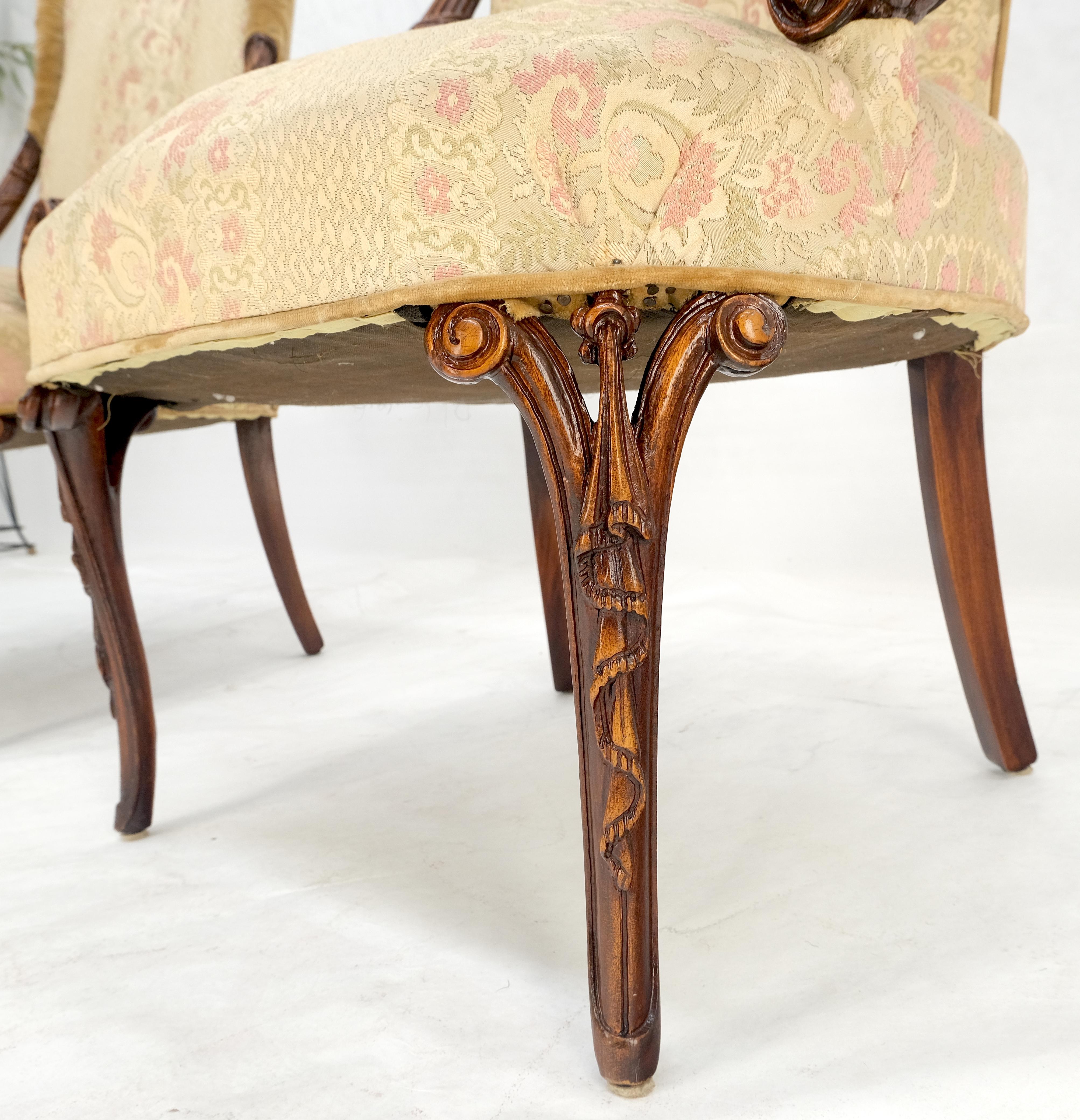 Neo-Regency Coppia di sedie da salotto in mogano intagliato in stile Regency Revival Pulito! in vendita
