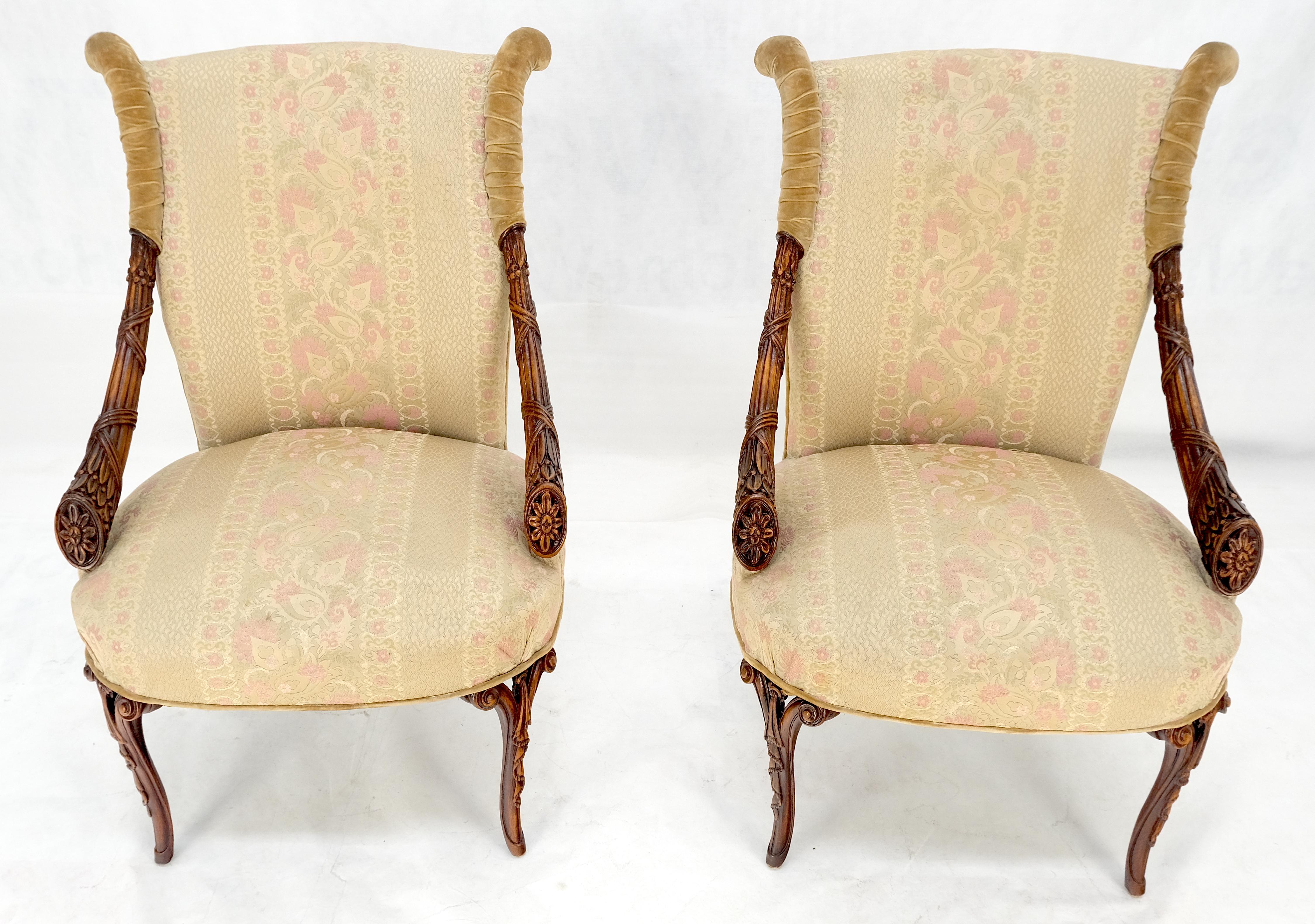 Americano Coppia di sedie da salotto in mogano intagliato in stile Regency Revival Pulito! in vendita