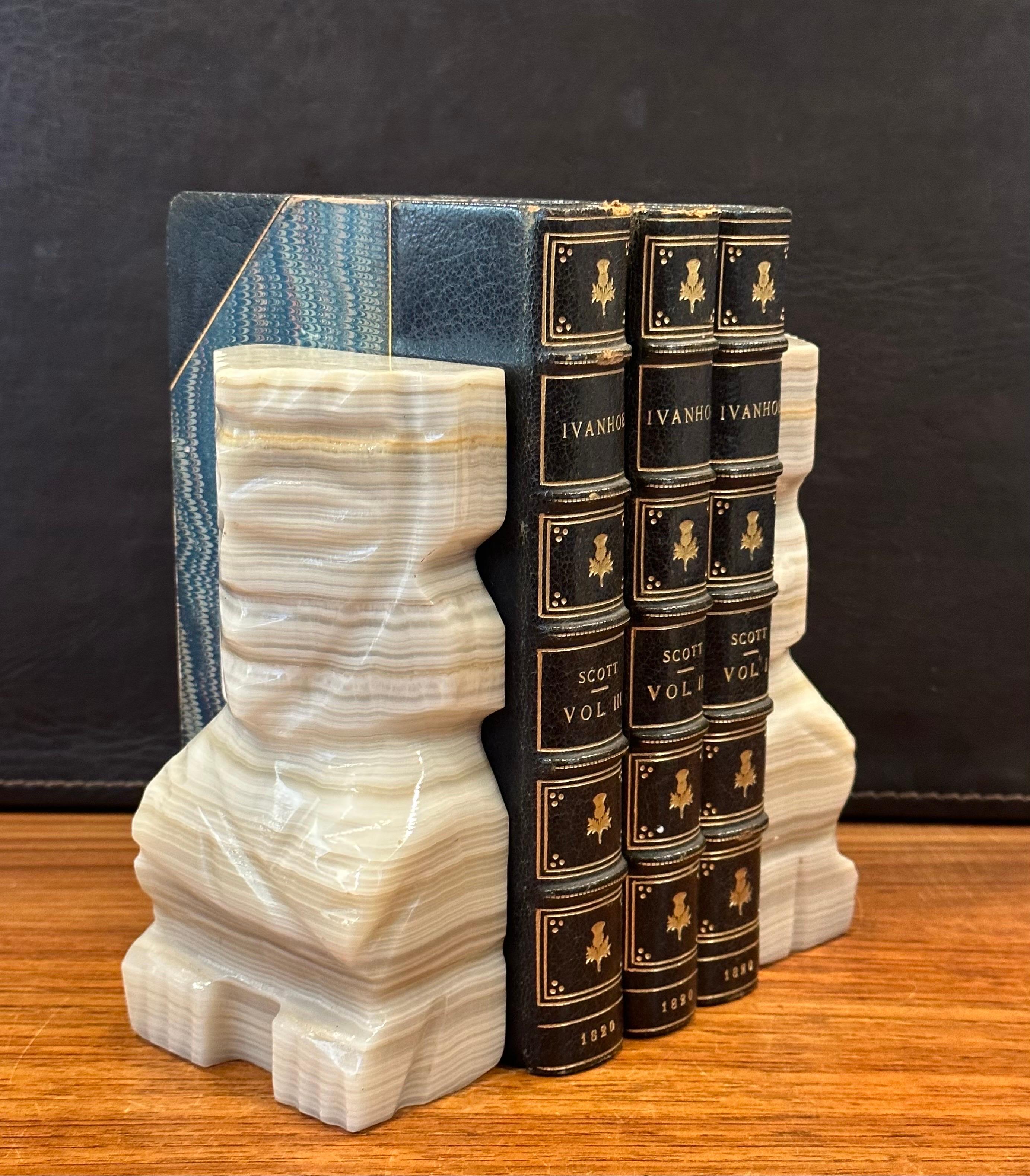 Pair of Carved Marble Aztec / Mayan Bookends For Sale 6