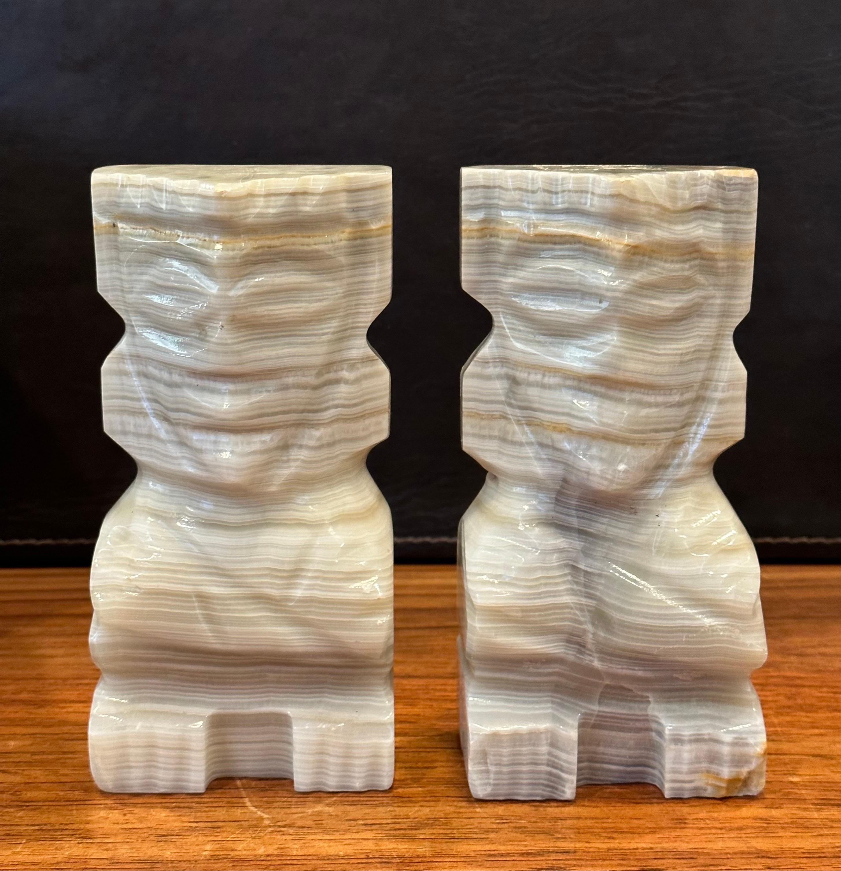Pair of Carved Marble Aztec / Mayan Bookends For Sale 10