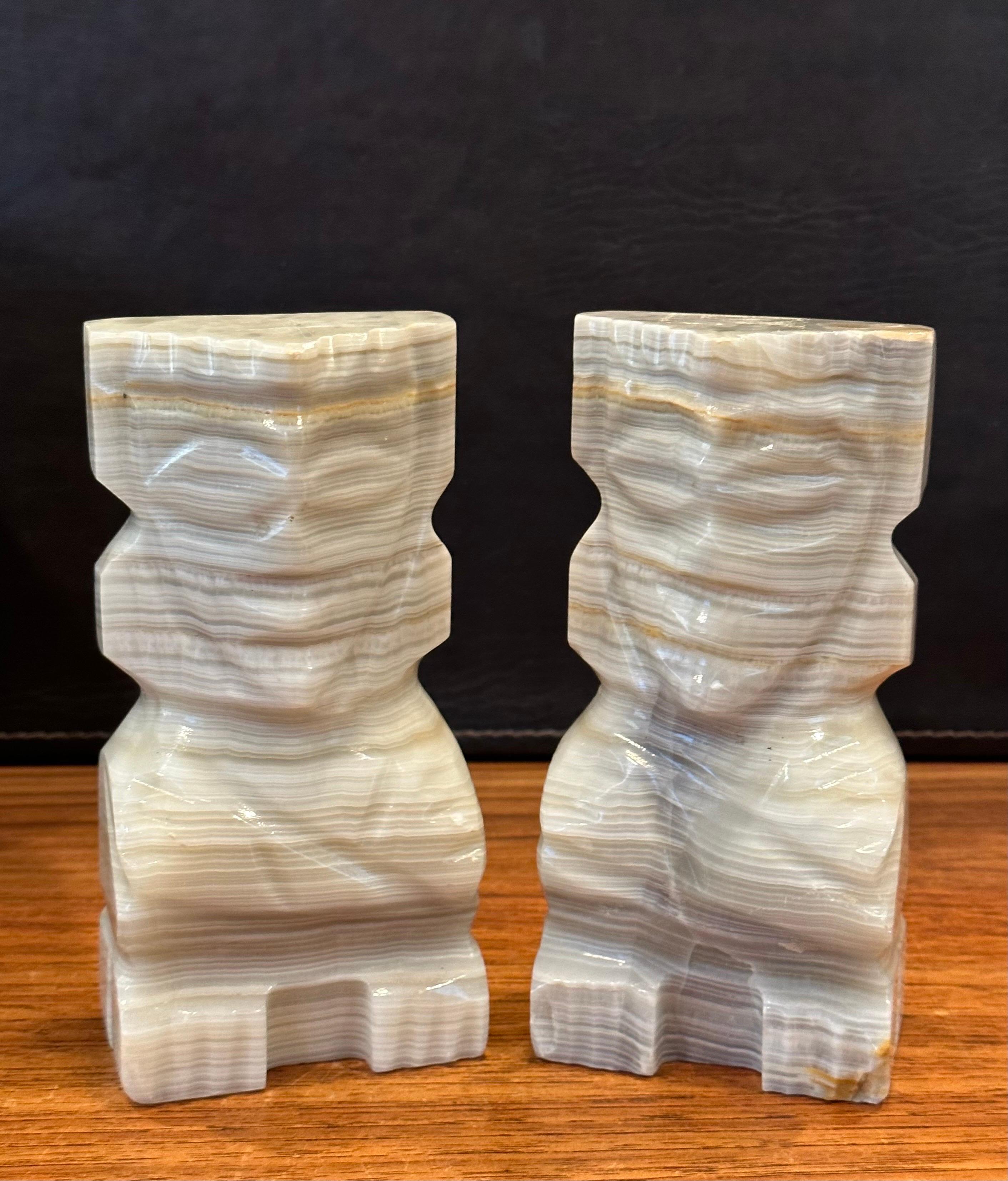 Pair of Carved Marble Aztec / Mayan Bookends For Sale 1
