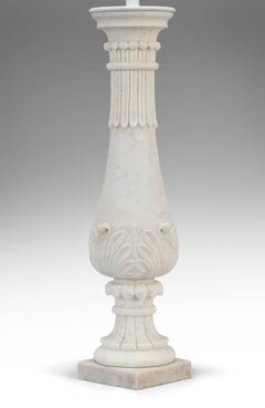 Pair of Carved Marble Baluster Lamps