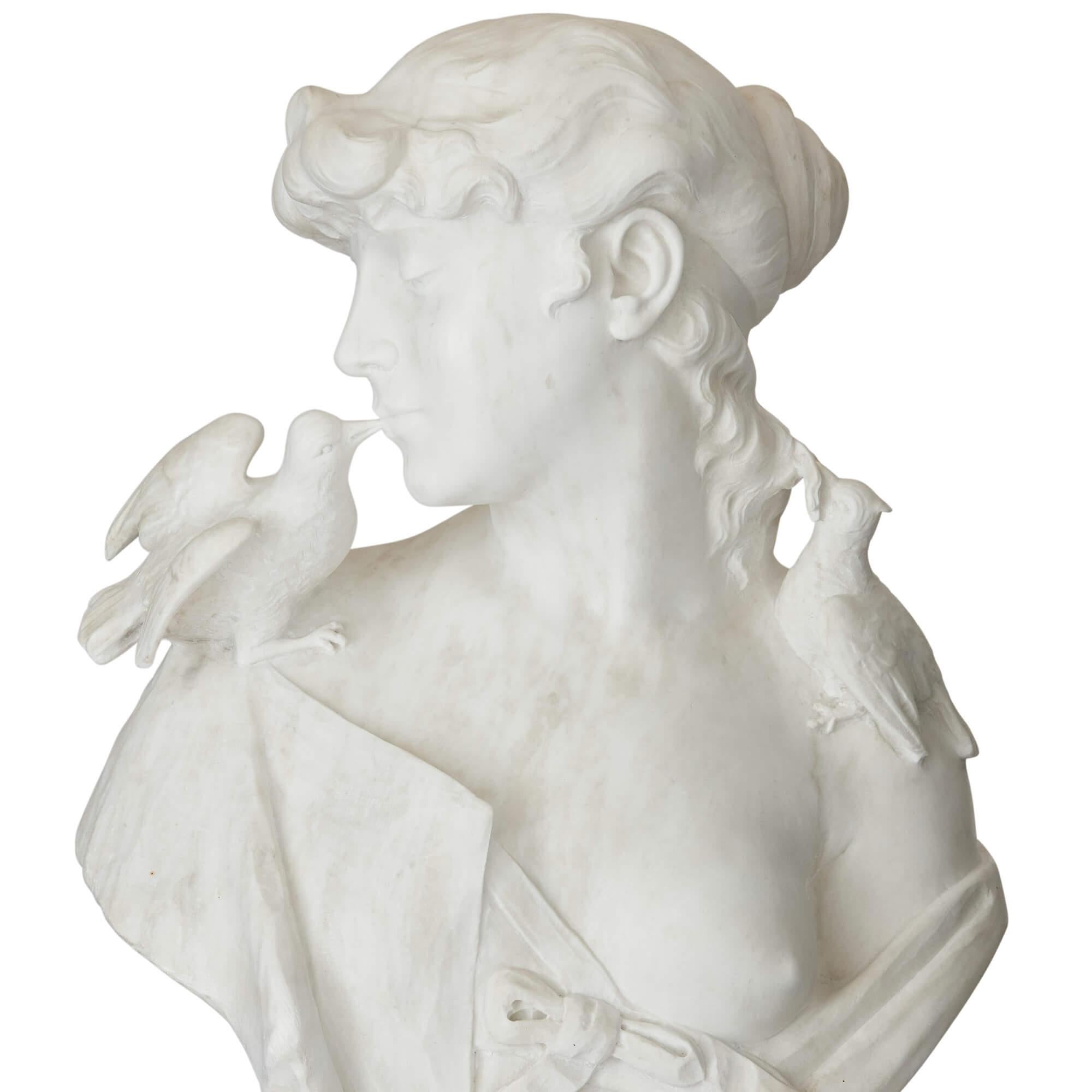 Paire de bustes en marbre sculpté sur pied du sculpteur italien Arnaldo Fazzi en vente 1