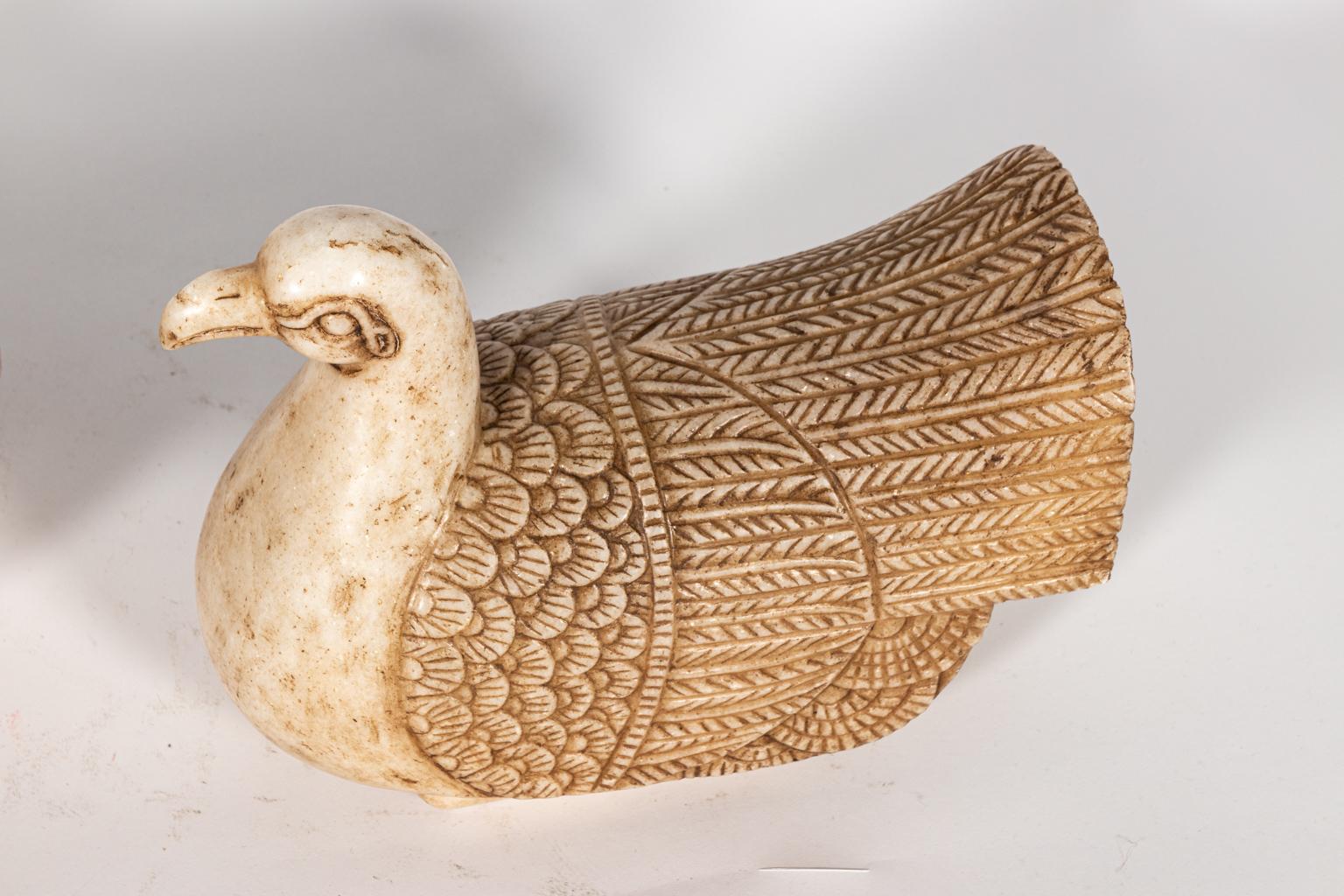 20th Century Pair of Carved Marble Ducks