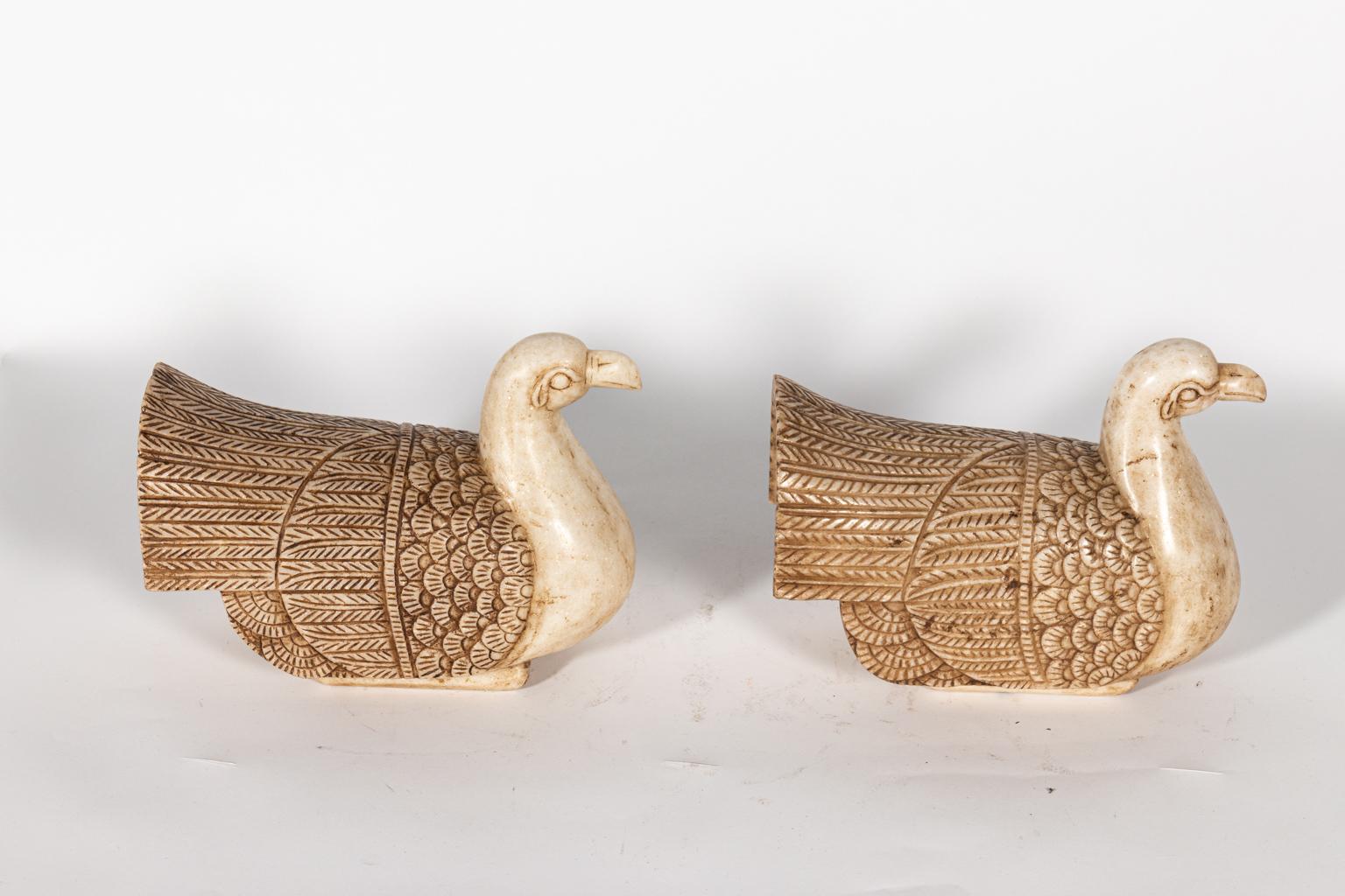 Pair of Carved Marble Ducks 2